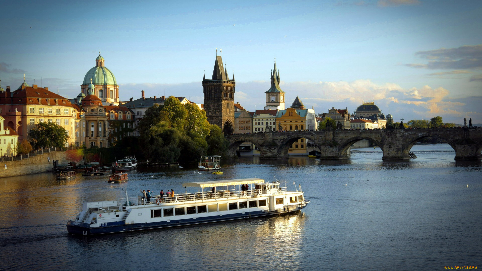 города, прага, , Чехия, карлов, мост, влтава