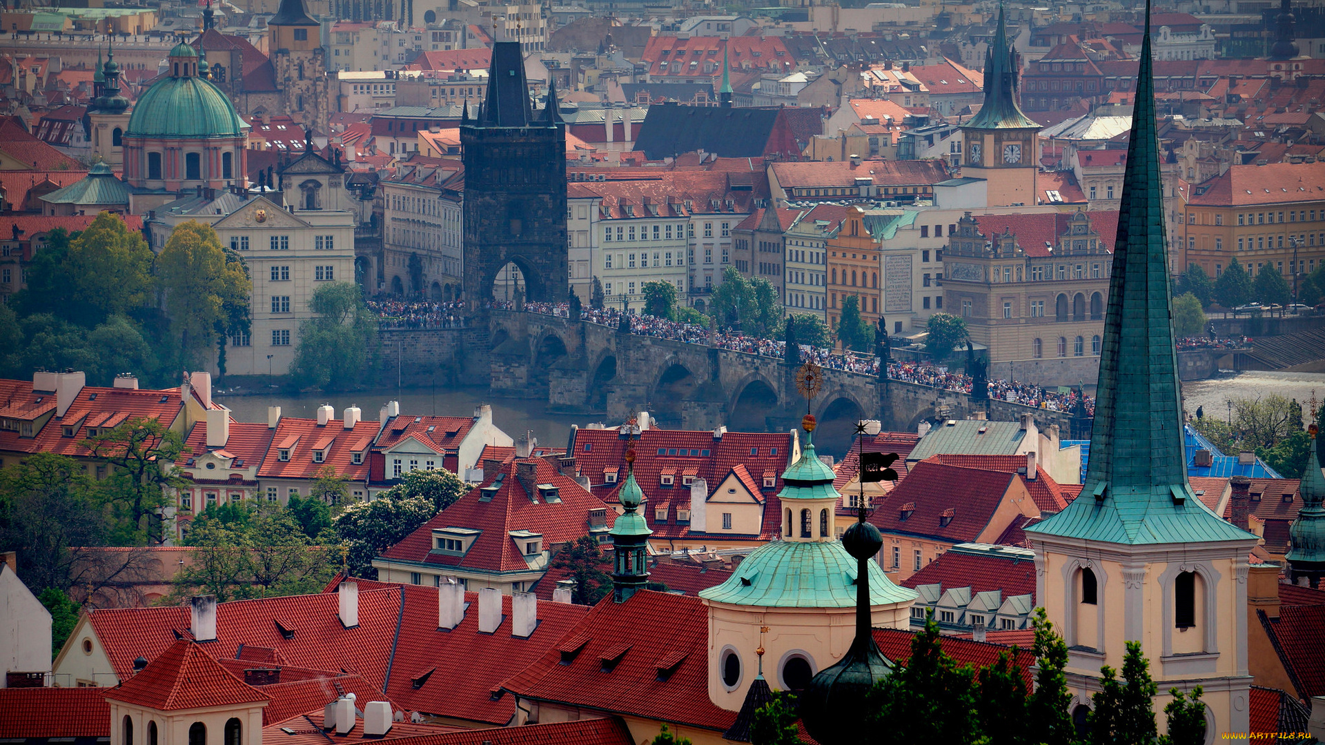 города, прага, , Чехия, влтава, карлов, мост