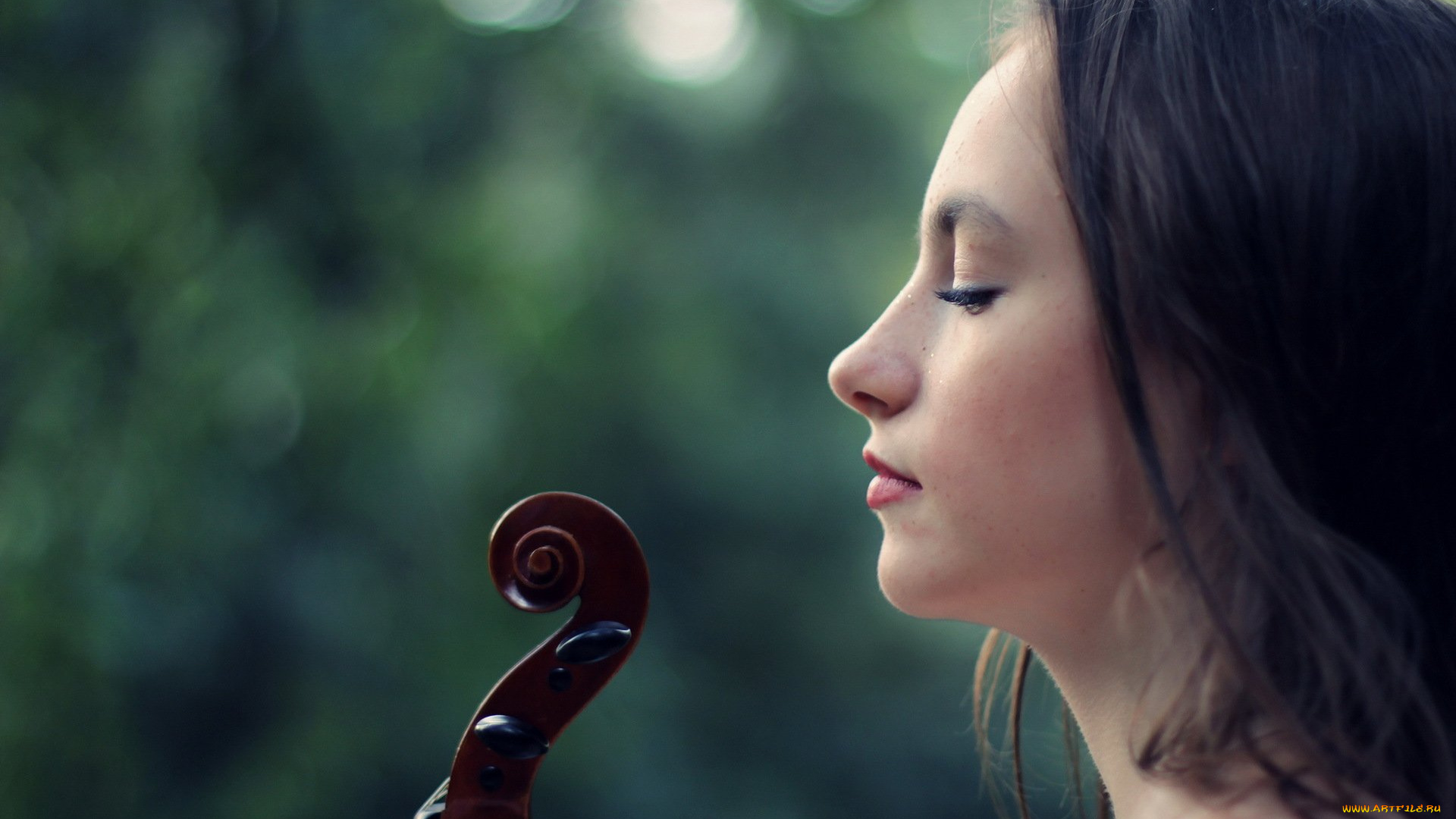 музыка, -другое, лицо, инструмент, профиль, девушка