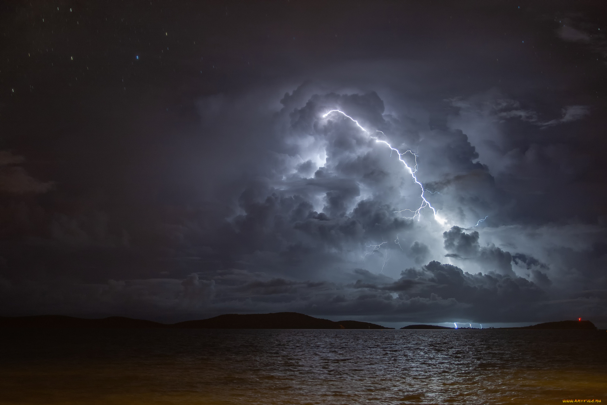 природа, молния, , гроза, простор