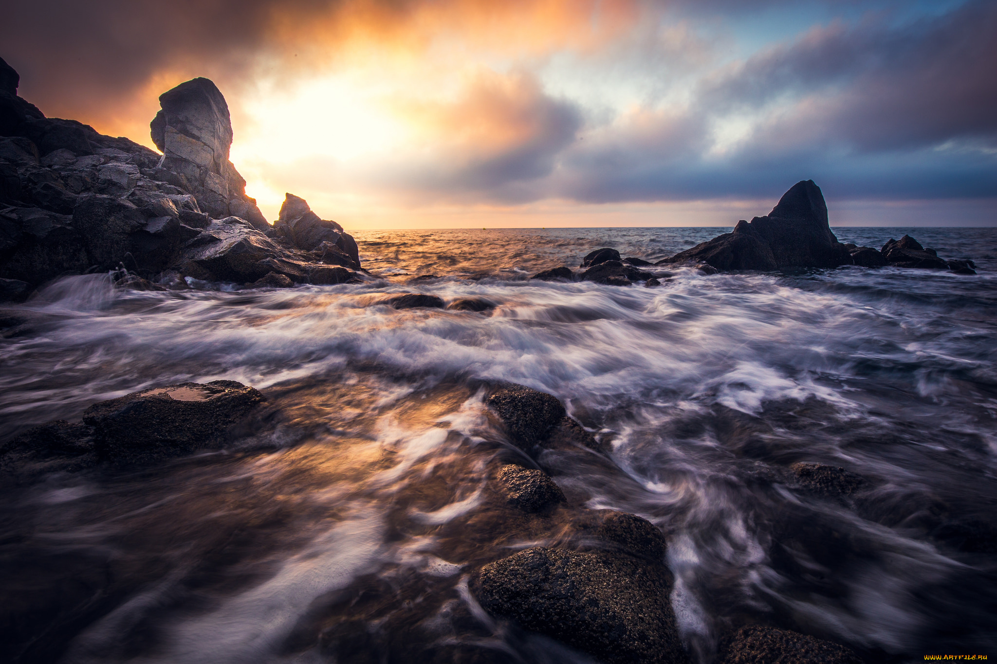 природа, побережье, простор