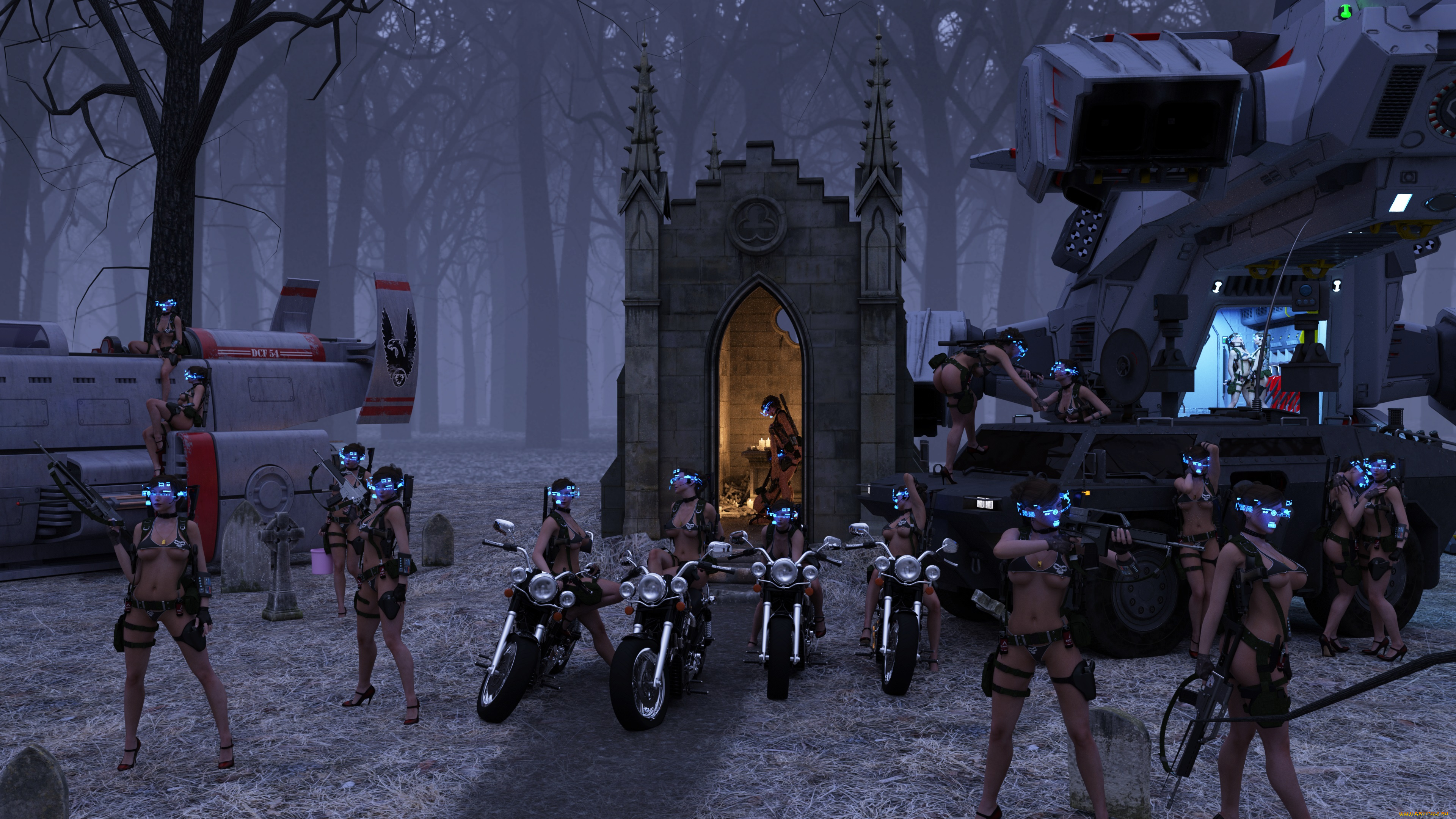 3д, графика, фантазия, , fantasy, фон, взгляд, девушки