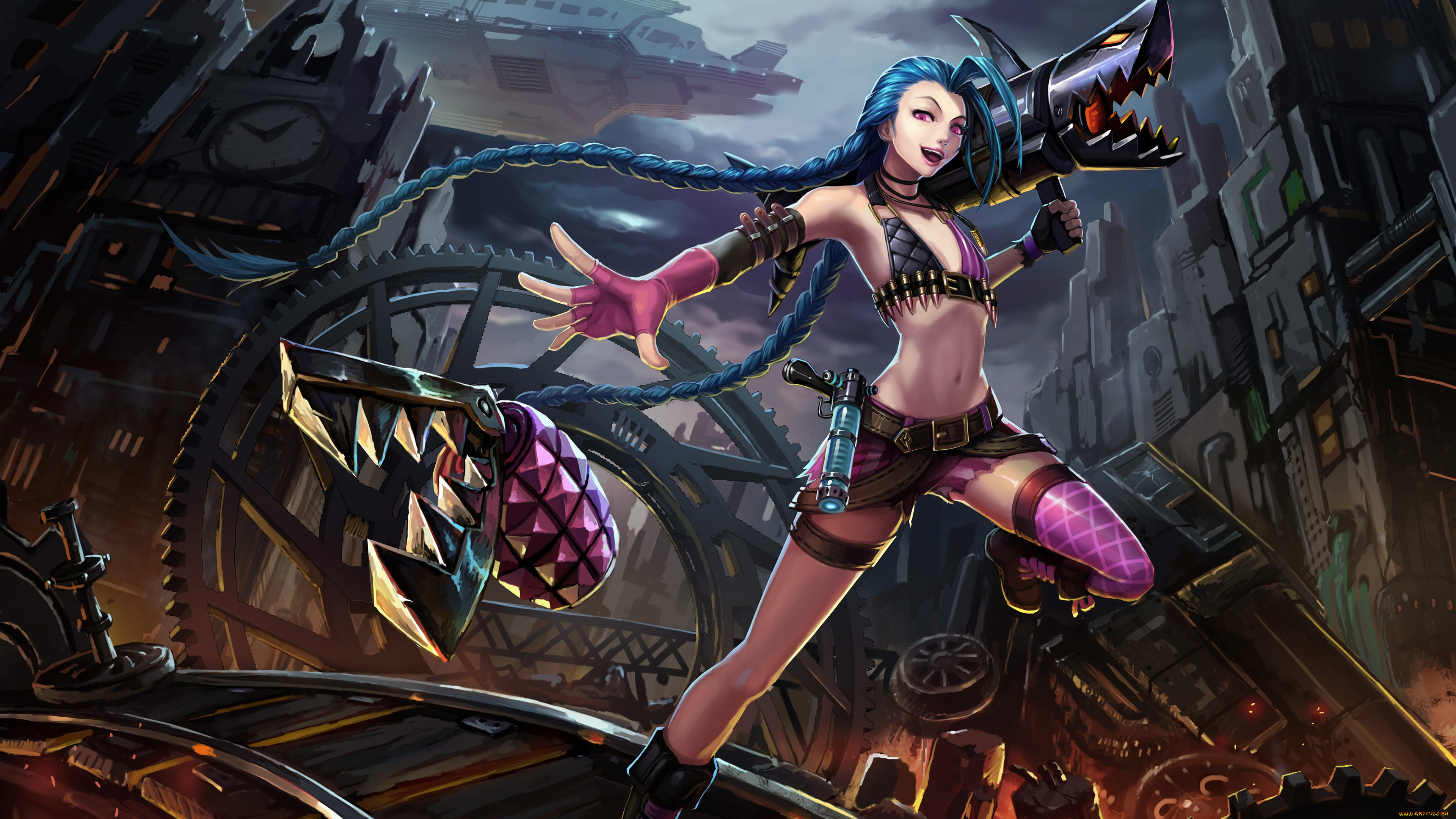 видео, игры, league, of, legends, оружие, город, косы, девушка