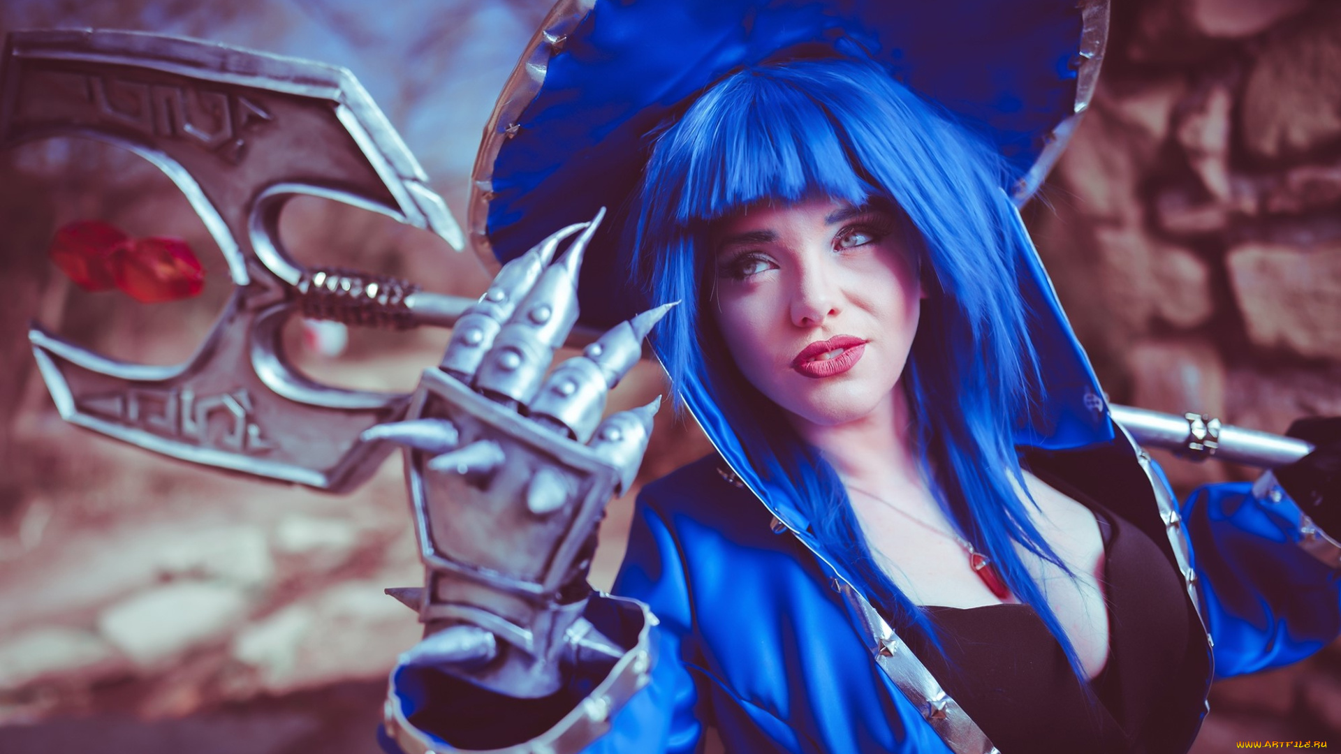 девушки, -, креатив, , косплей, костюм, оружие, шляпа, перчатка