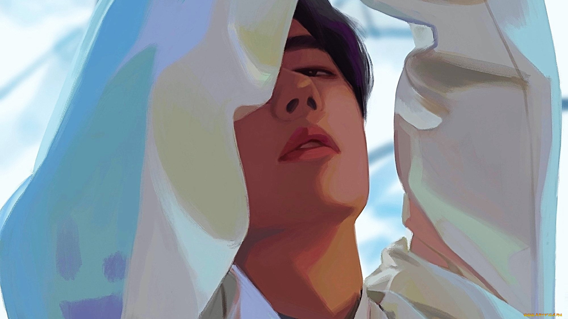 рисованное, люди, ван, ибо, лицо, рубашка