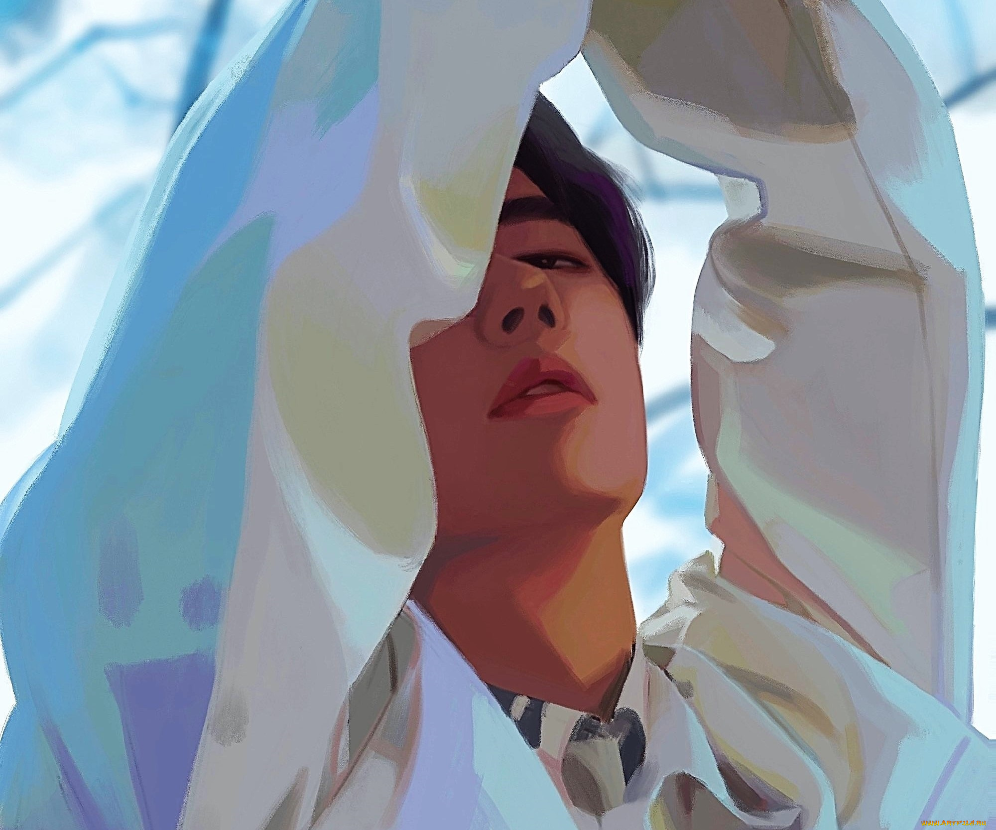 рисованное, люди, ван, ибо, лицо, рубашка