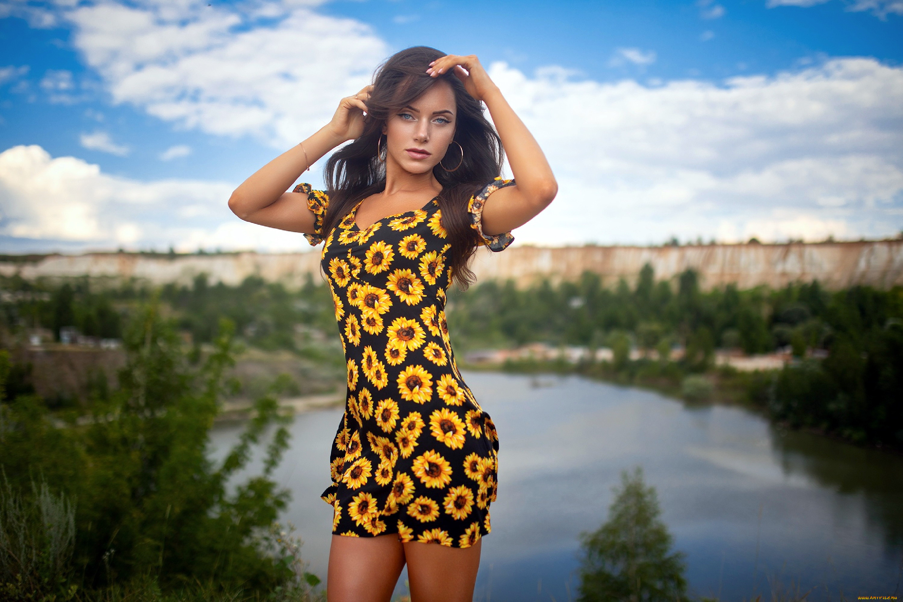 девушки, -, брюнетки, , шатенки, брюнетка, серьги, платье