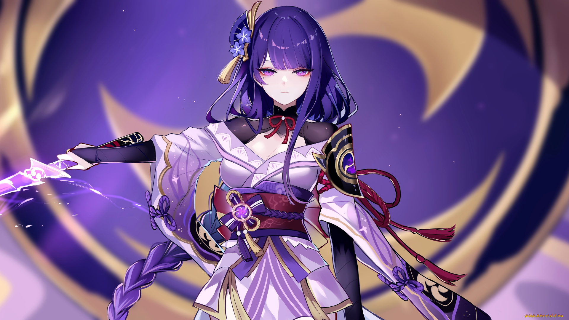 аниме, genshin, impact, девушка, оружие