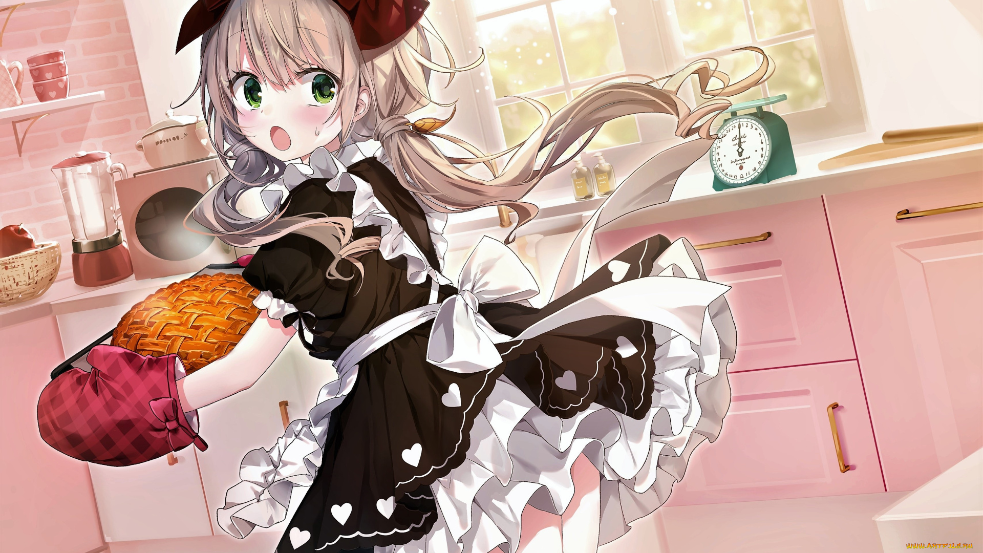 аниме, unknown, , другое, , девочка, кухня, пирог