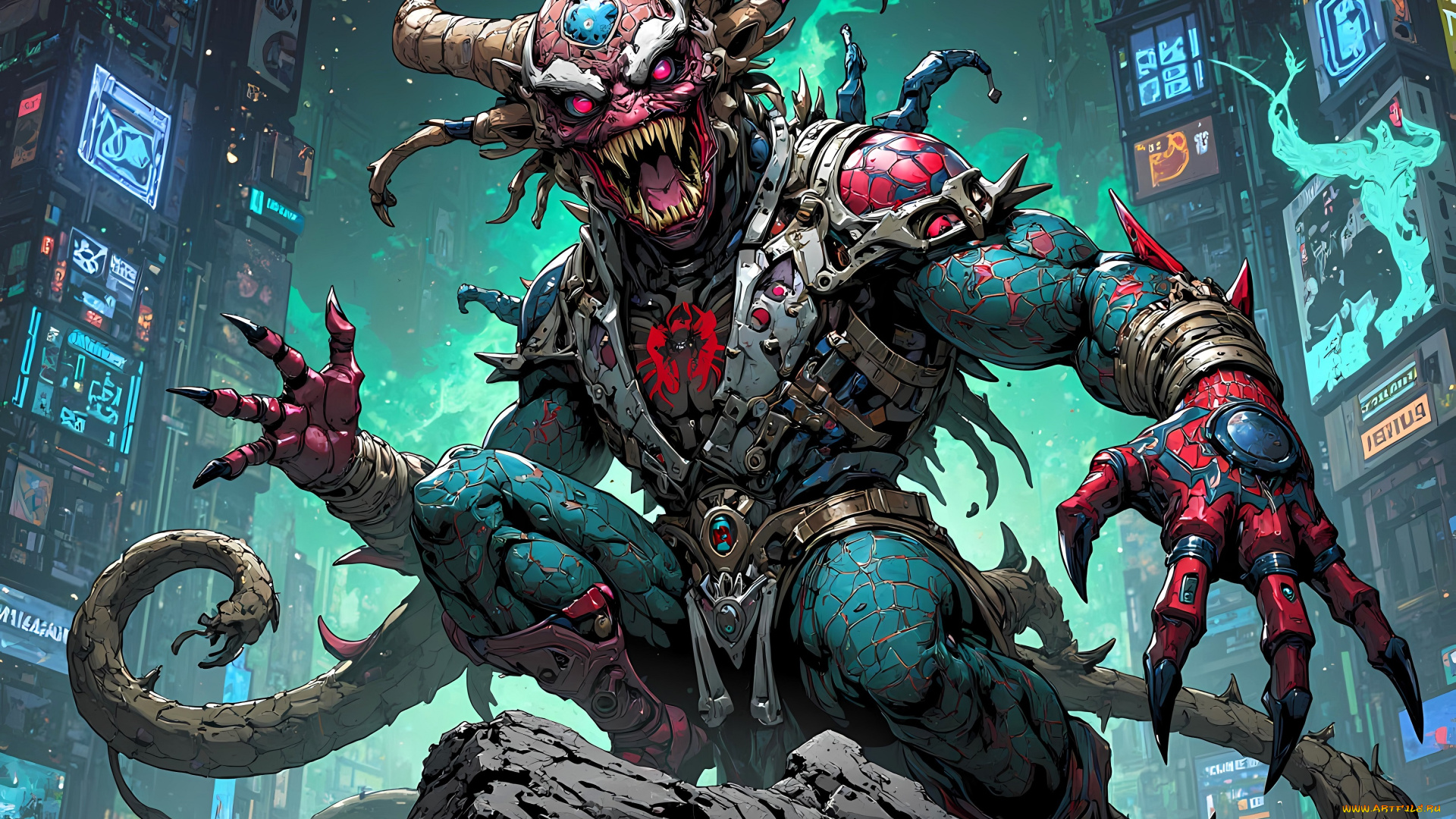 фэнтези, демоны, монстр, демон, наряд, город