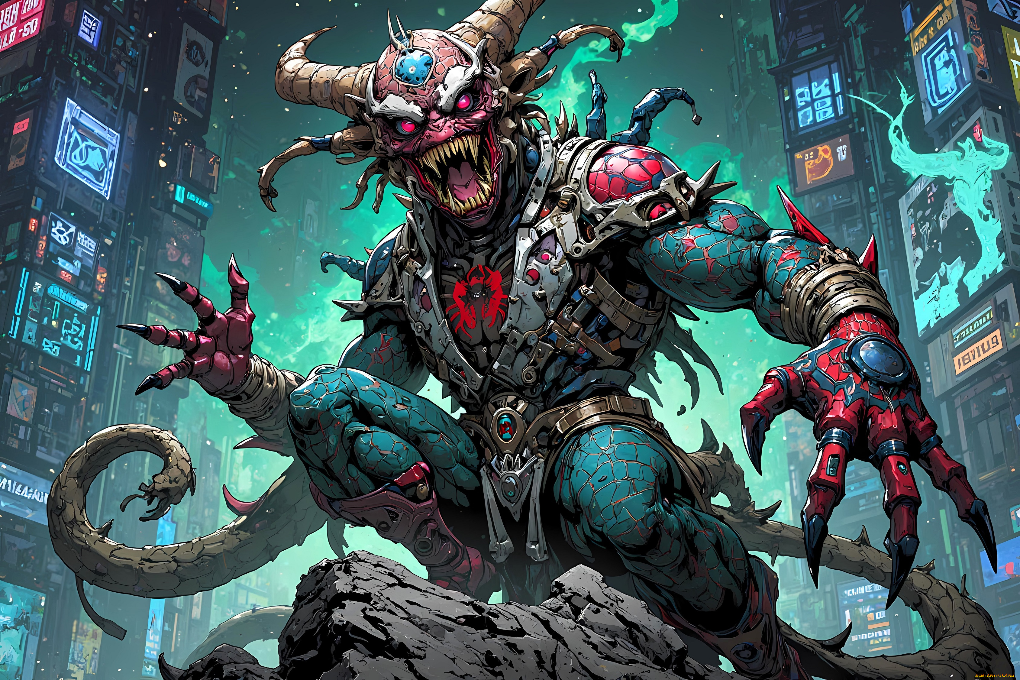 фэнтези, демоны, монстр, демон, наряд, город