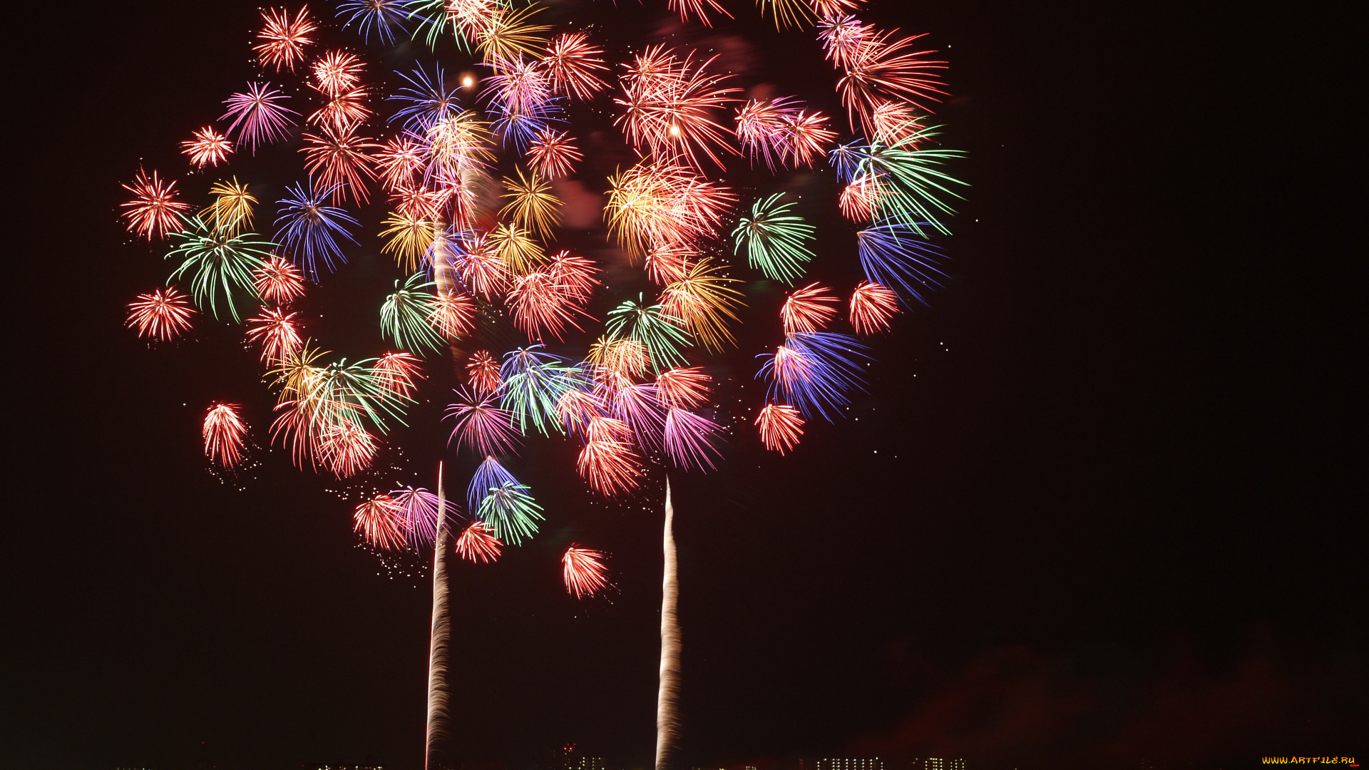 разное, салюты, фейерверки, салют, ночь, город
