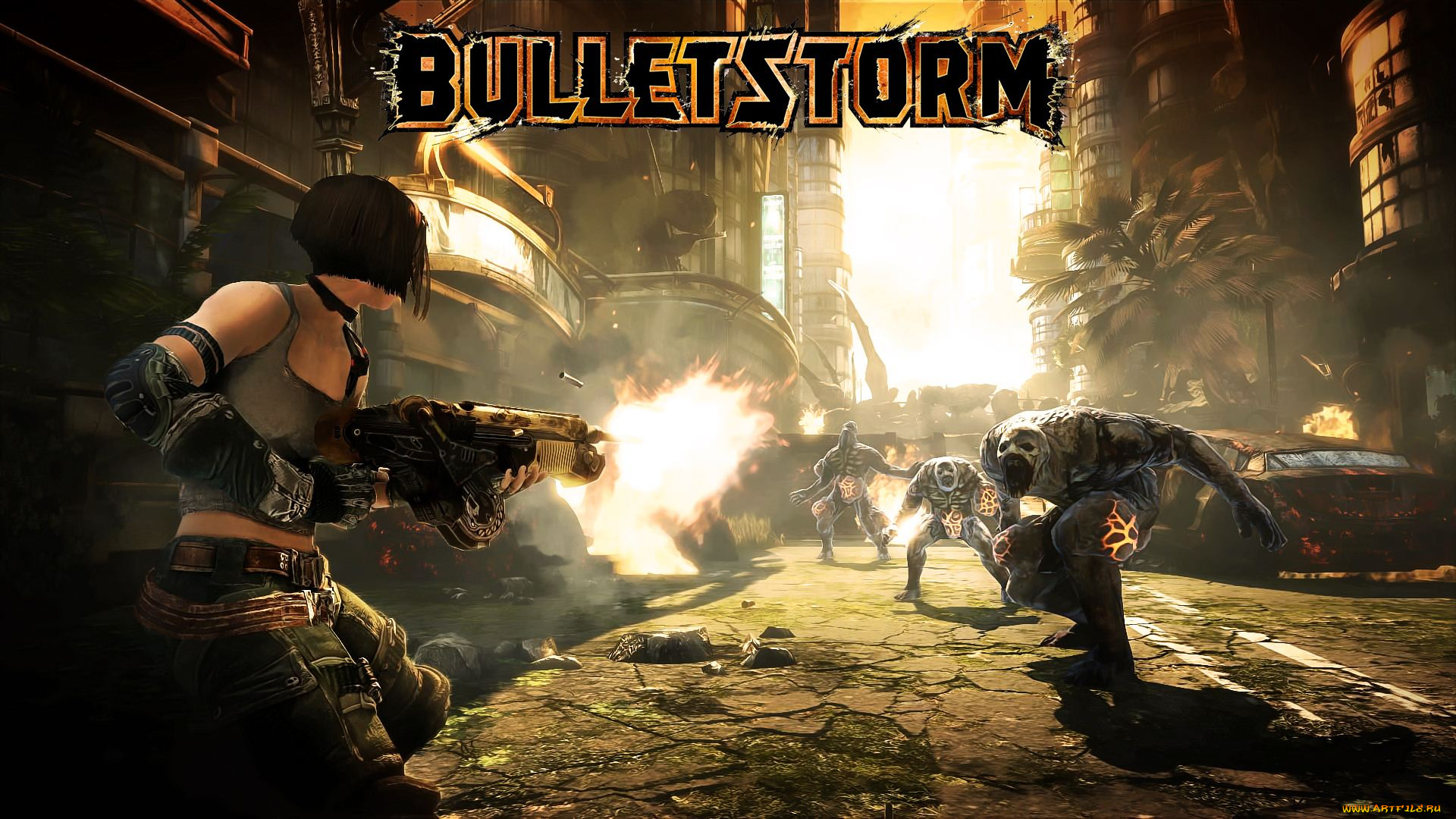 видео, игры, bulletstorm, оружия, девушка, существа