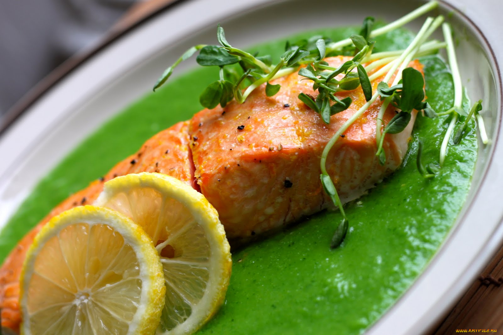 еда, рыбные, блюда, морепродуктами, лимон, соус