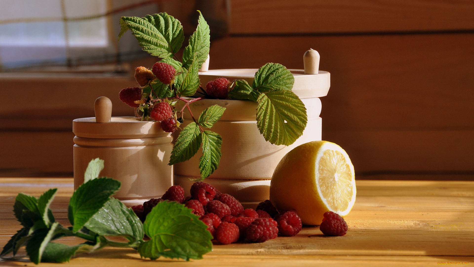 еда, малина, лимон, ягоды
