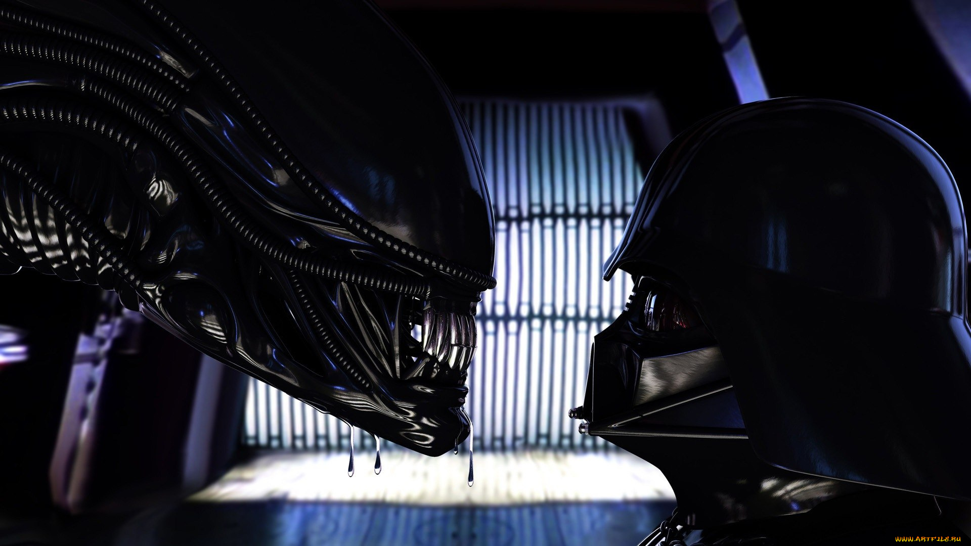 3д, графика, creatures, существа, дарт, вейдер, Чужой