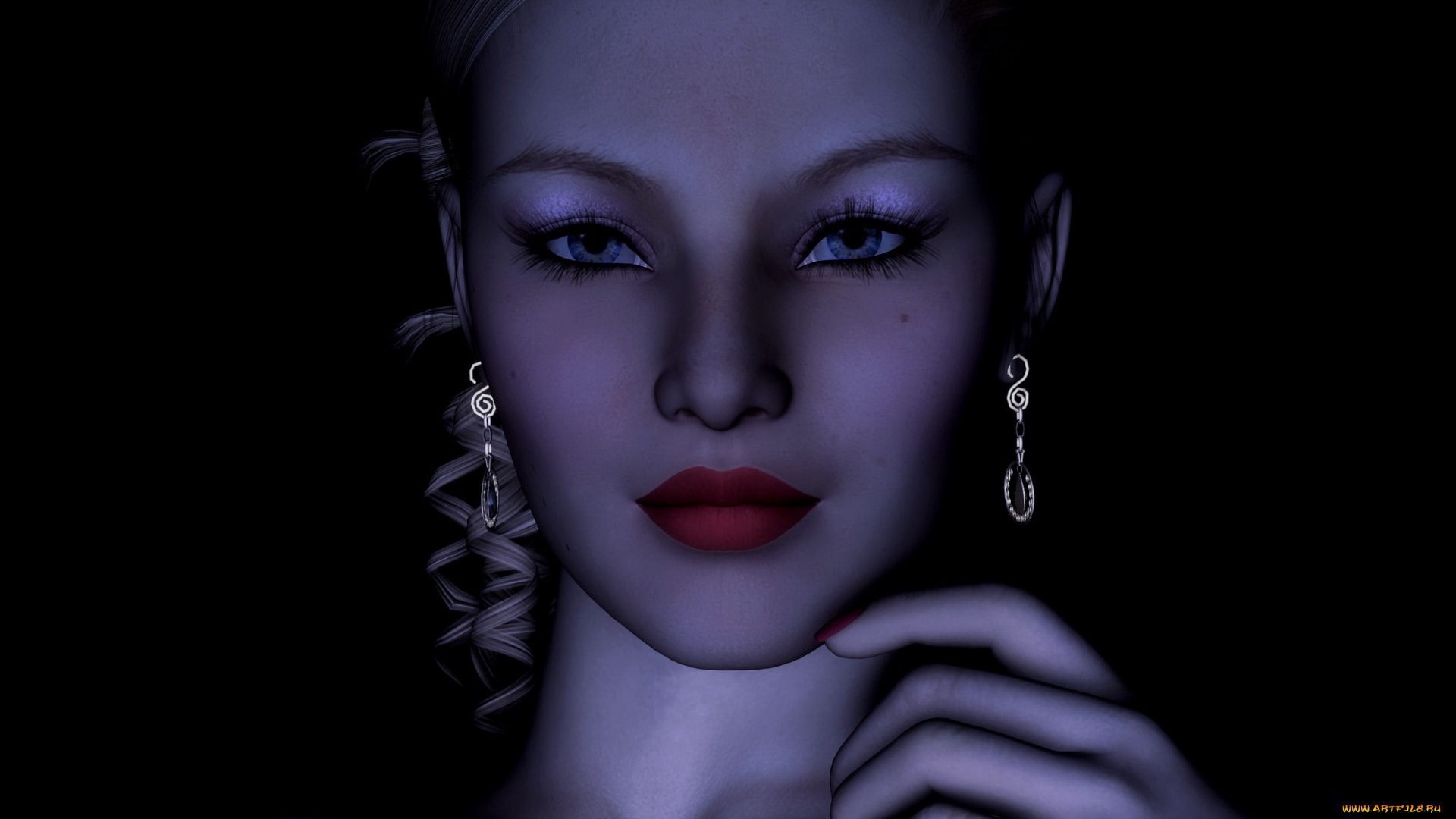 3д, графика, portraits, портрет, рука, губы, глаза