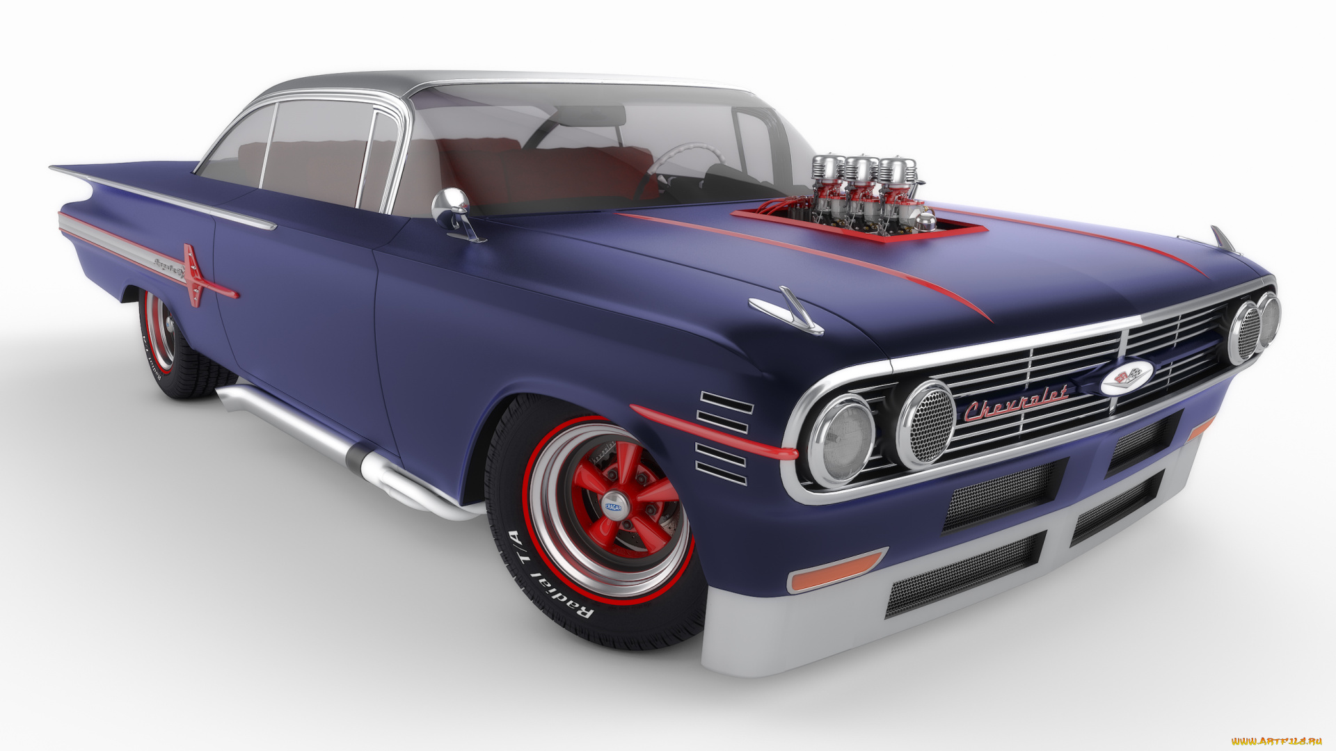 автомобили, 3д, chevrolet, 1960