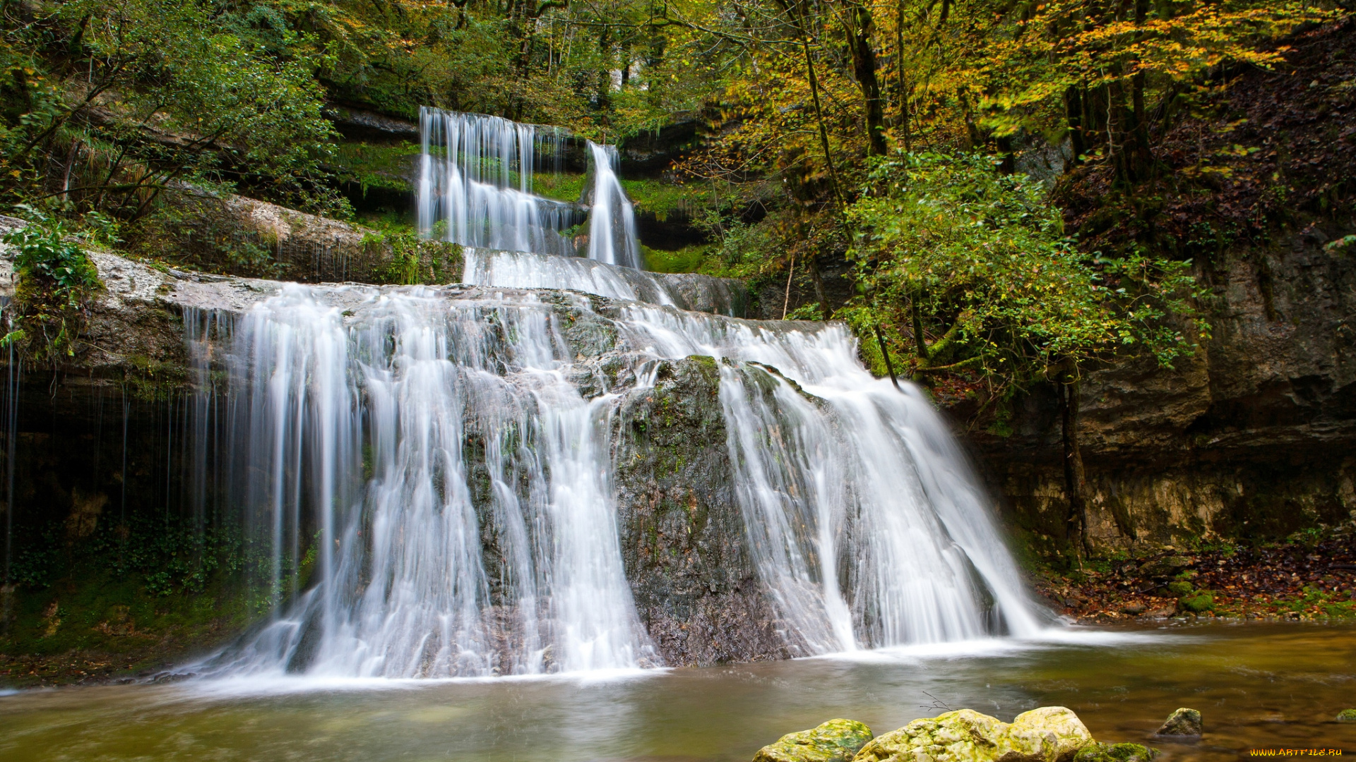 природа, водопады, вода, поток
