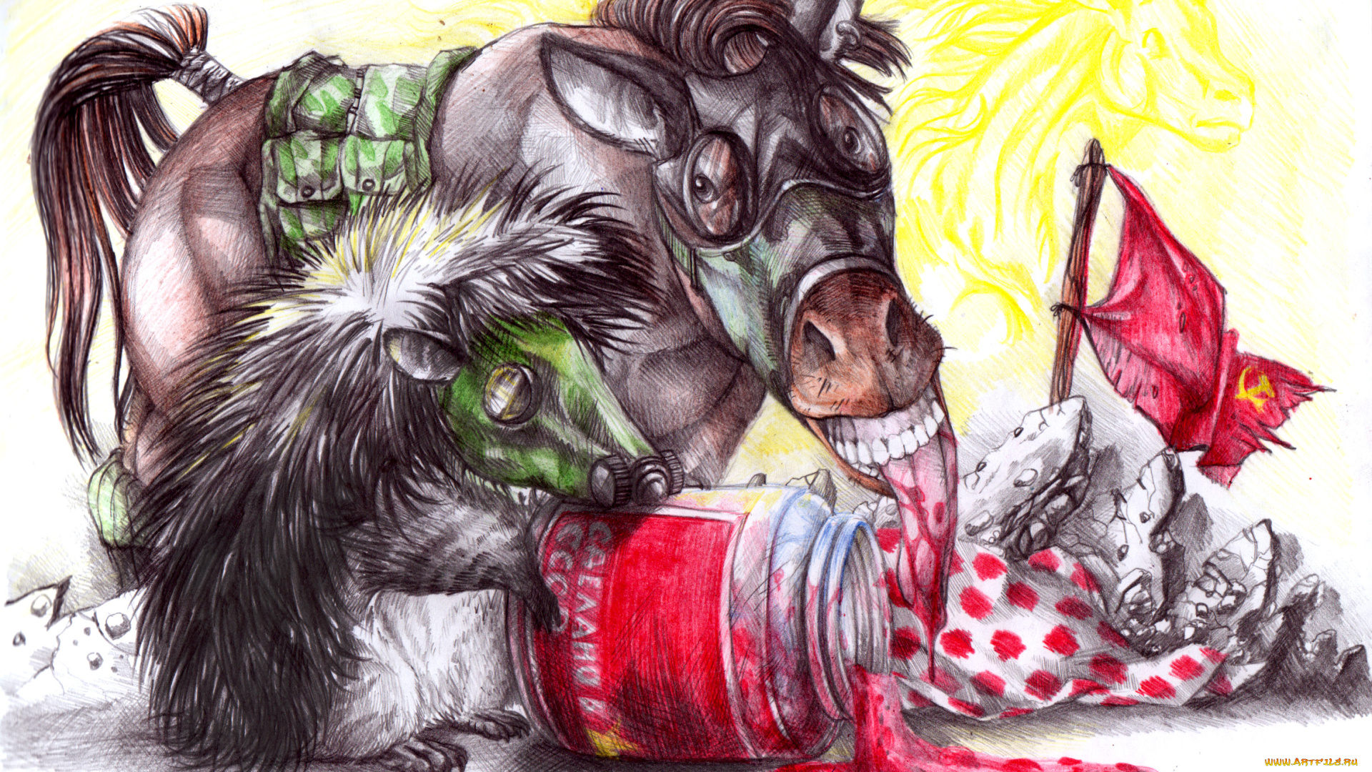 рисованные, животные, рисунок