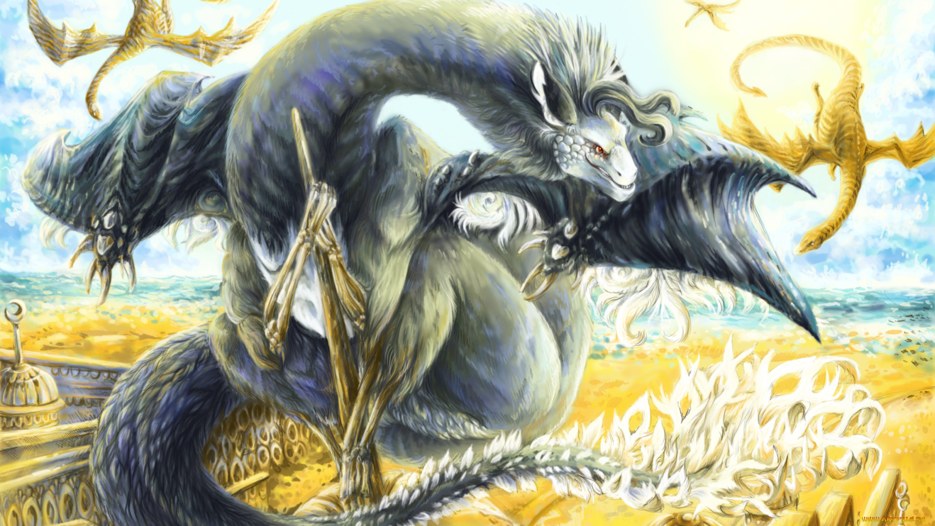 рисованные, животные, сказочные, мифические, рисунок