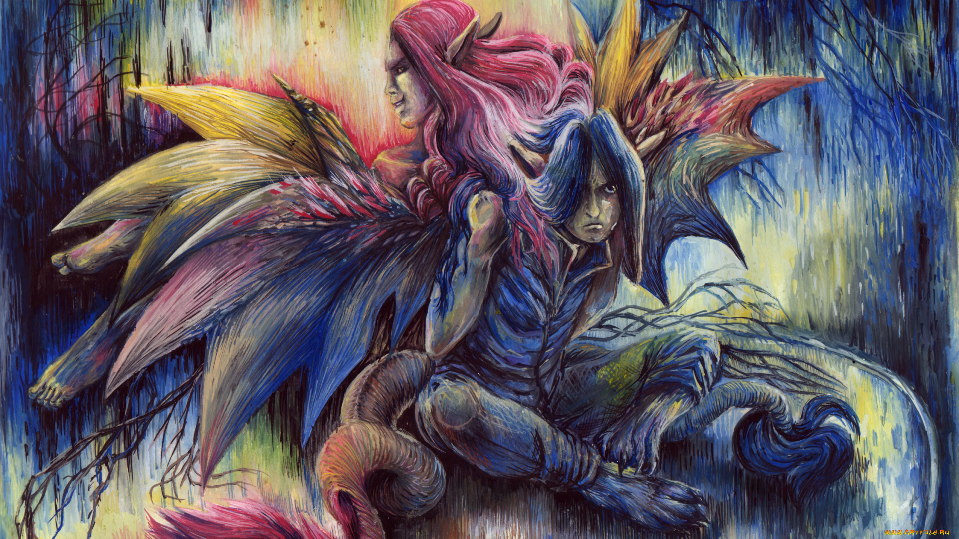 рисованные, животные, сказочные, мифические, рисунок