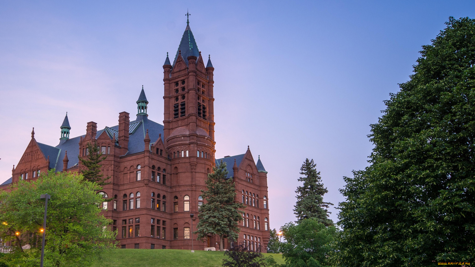syracuse, university, new, york, города, здания, дома, деревья, сиракьюс, сиракьюсский, университет