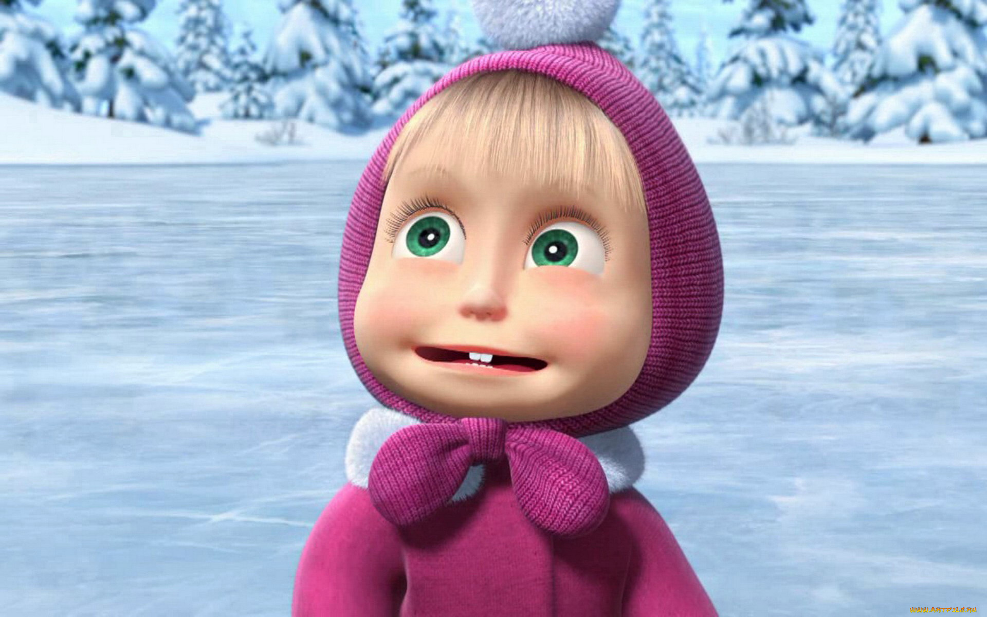 мультфильмы, маша, медведь, зима