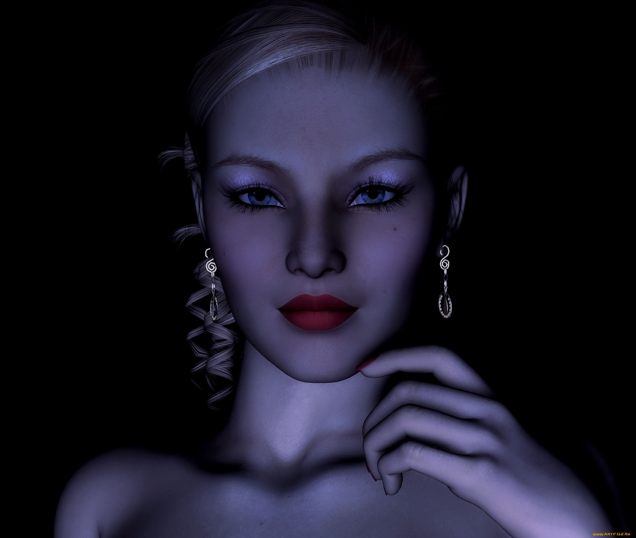 3д, графика, portraits, портрет, рука, губы, глаза