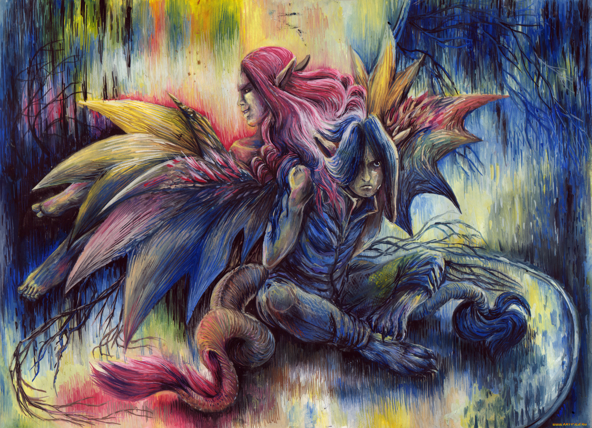 рисованные, животные, сказочные, мифические, рисунок