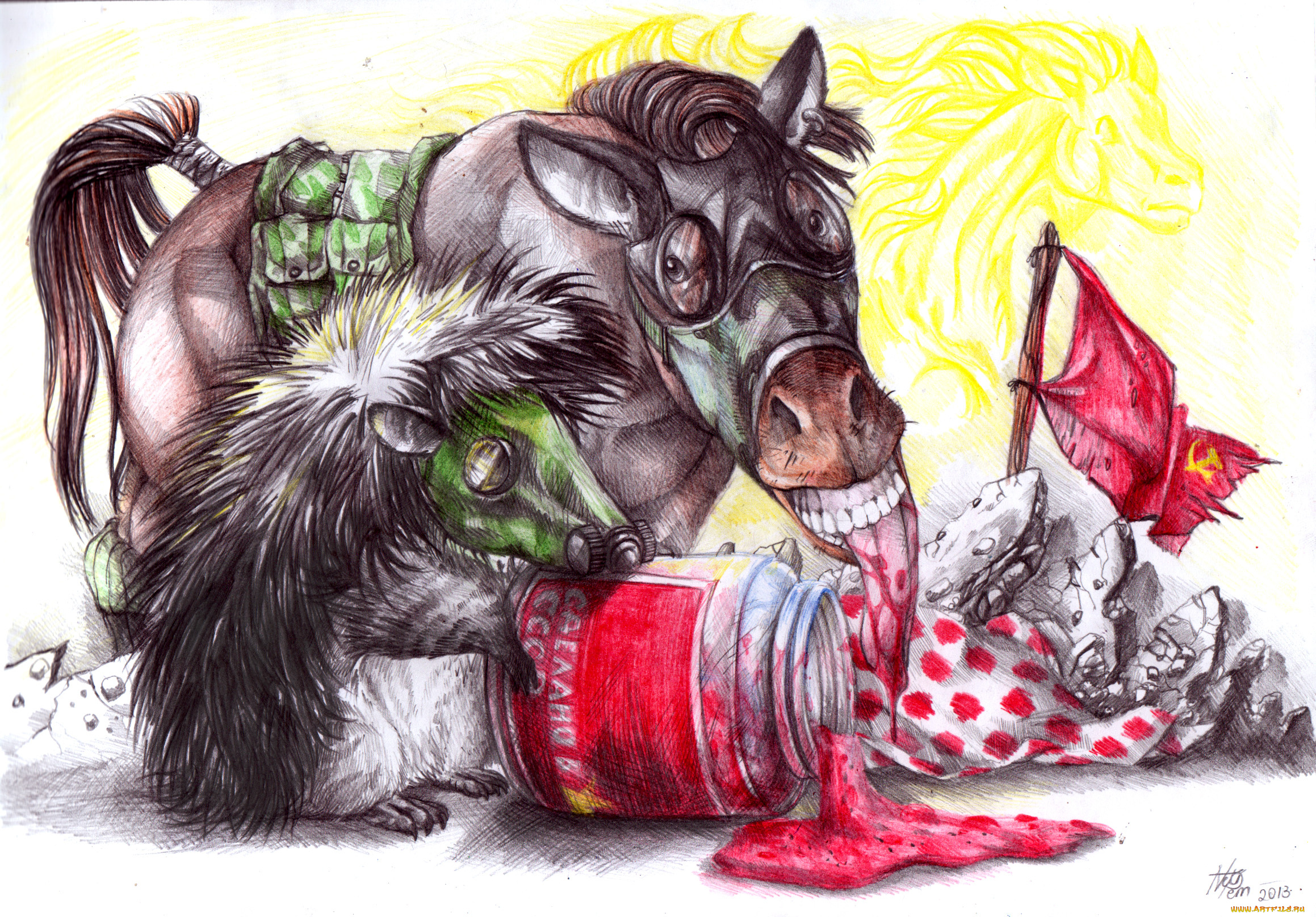 рисованные, животные, рисунок