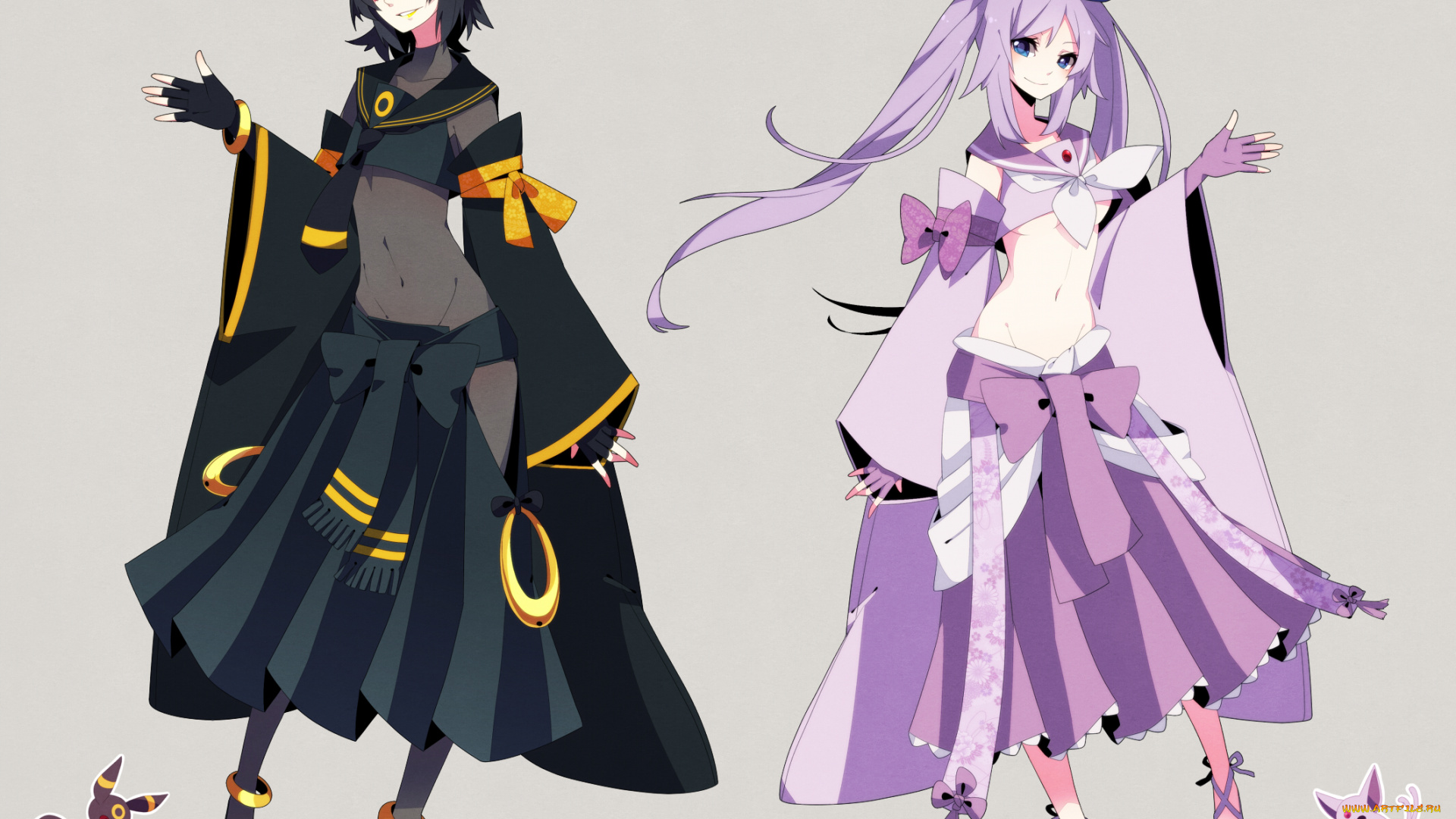 аниме, pokemon, арт, девушки, покемон