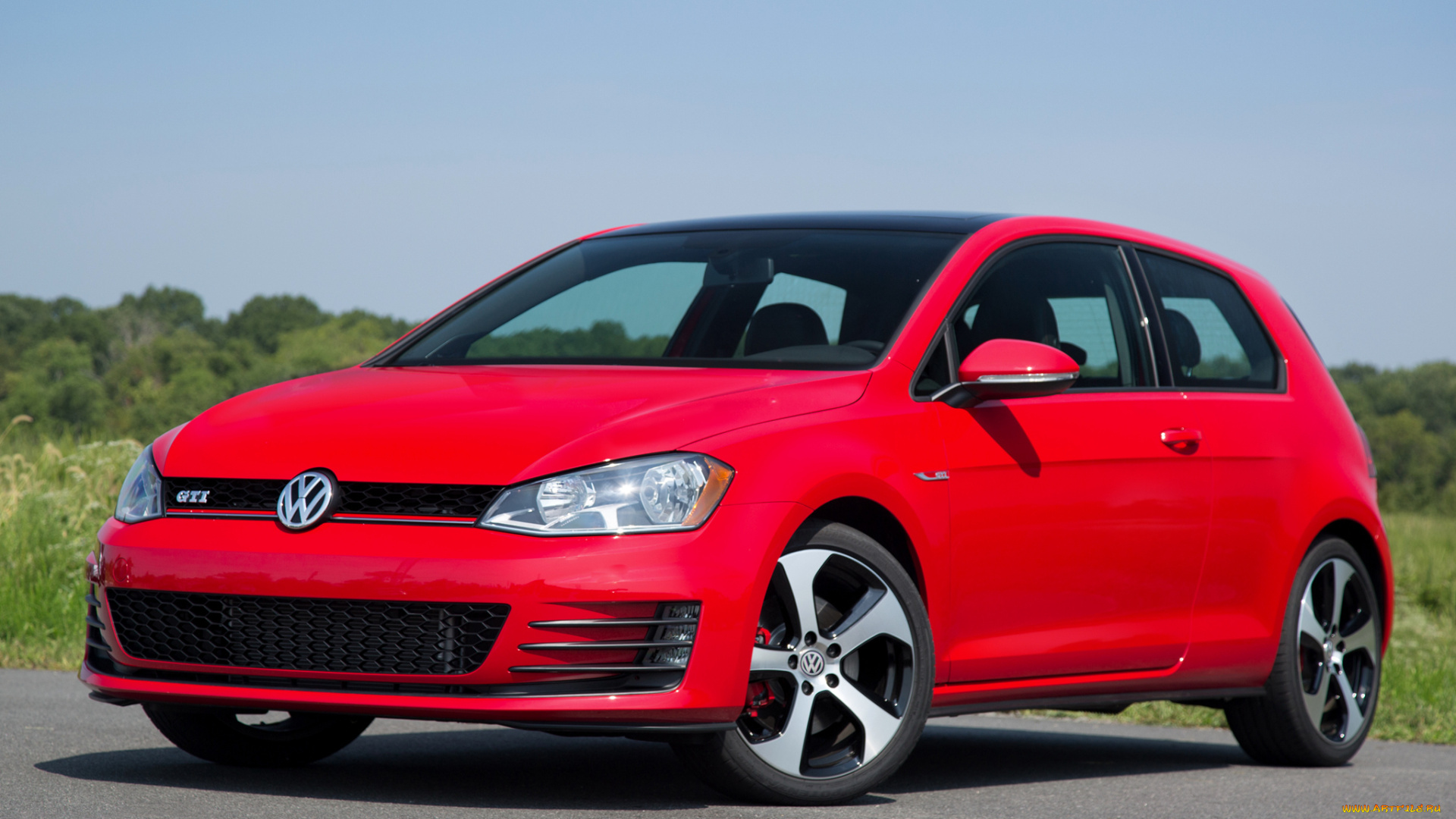 автомобили, volkswagen, 2015г, golf, gti, 3-door, us-spec, typ, 5g, красный