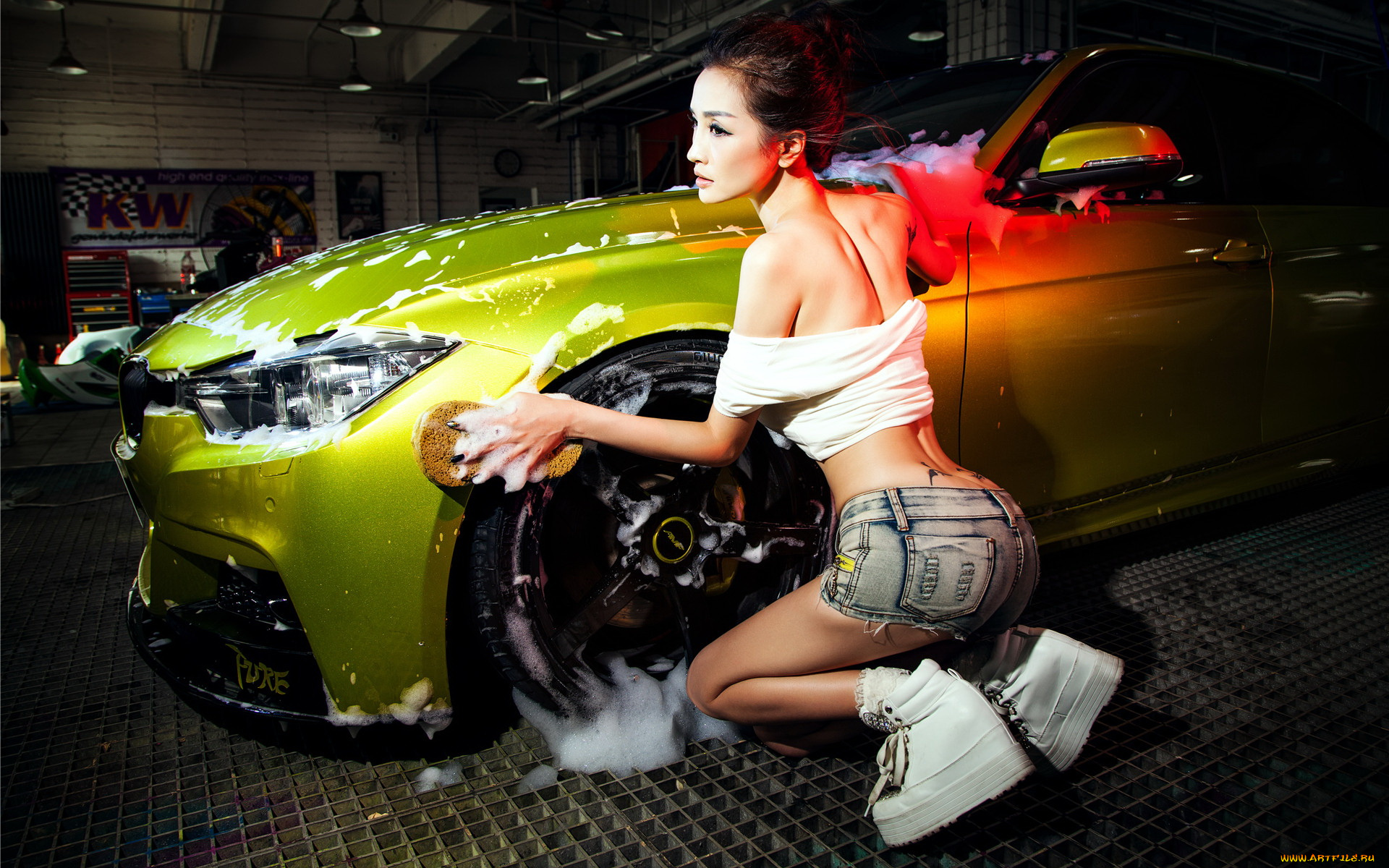 автомобили, авто, с, девушками, девушка, автомобиль, азиатка