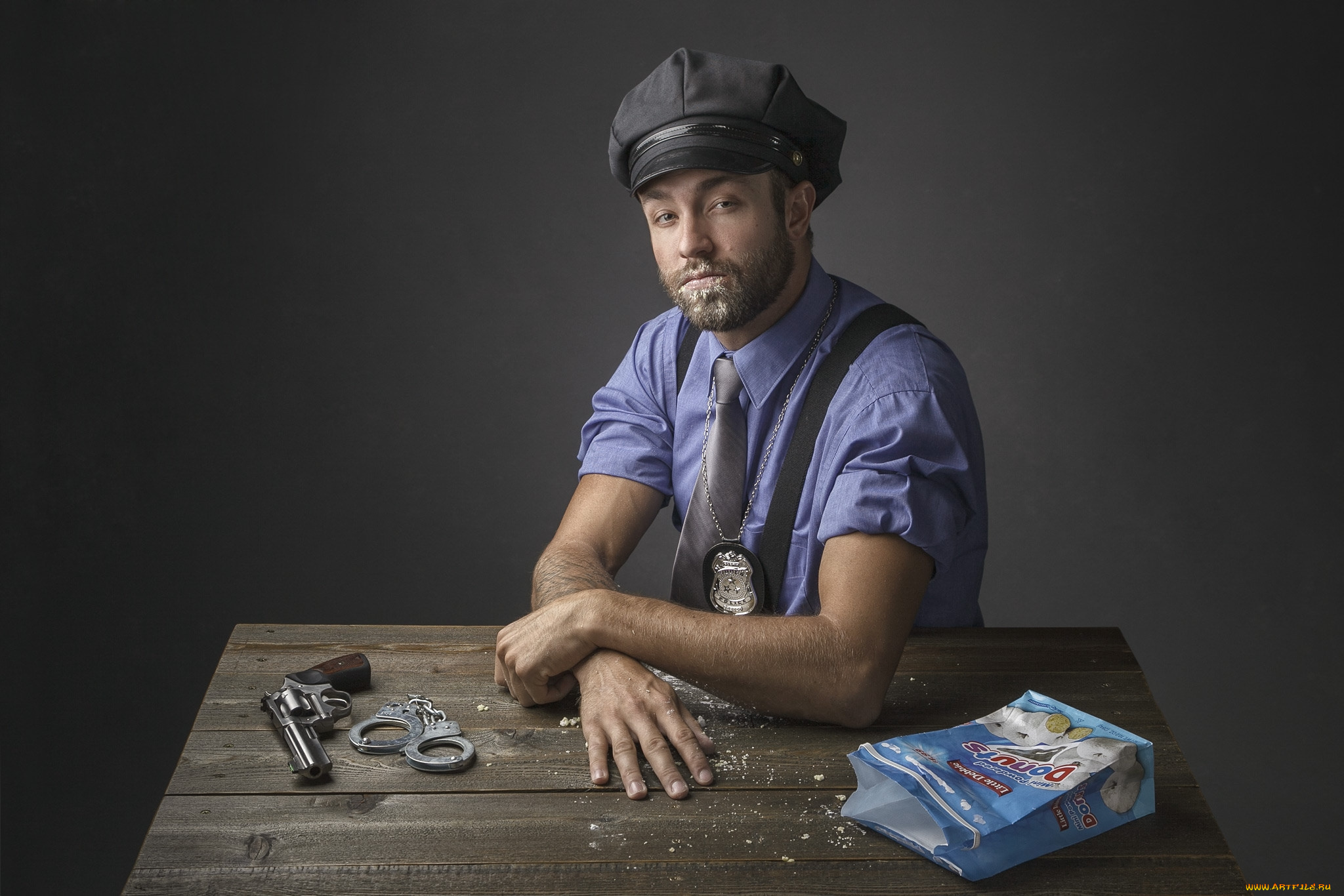 юмор, и, приколы, полисмен, пончики, сахарная, пудра