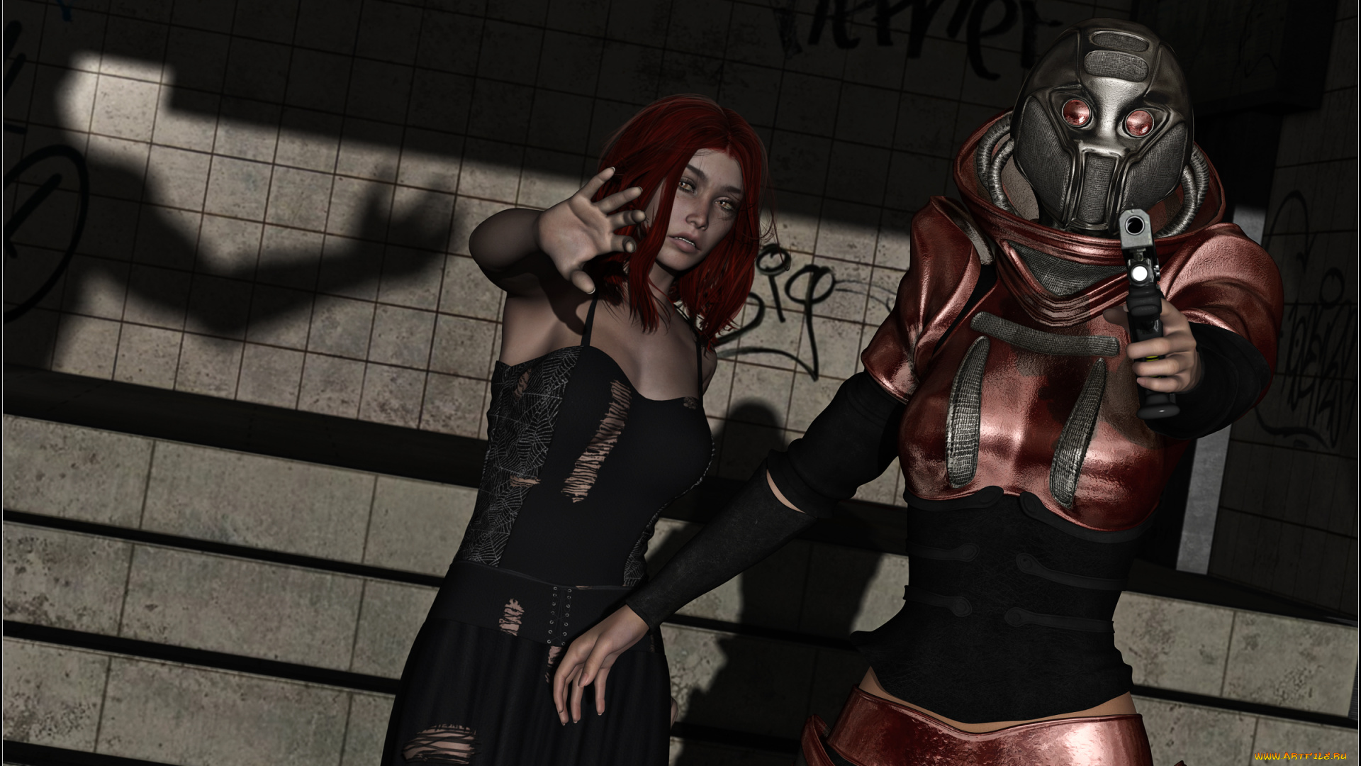 3д, графика, фантазия, , fantasy, фон, взгляд, девушки, оружие