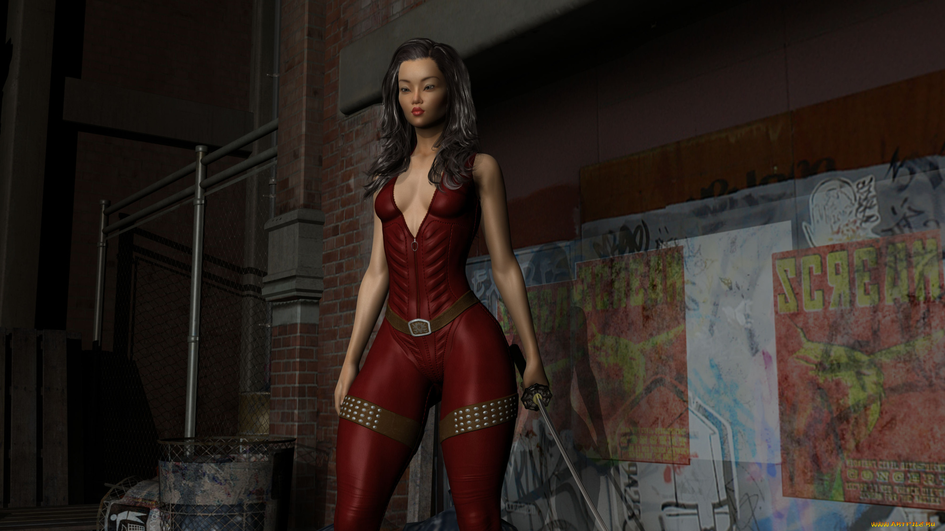 3д, графика, люди, , people, девушка, взгляд, фон, оружие