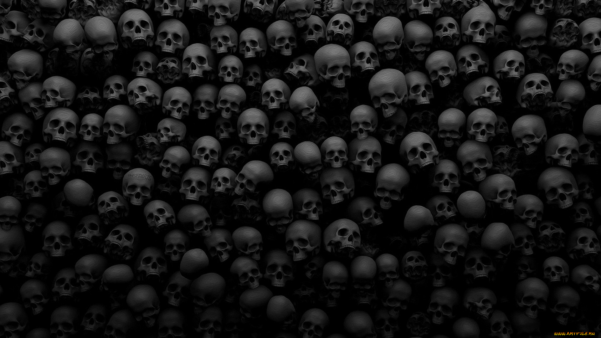 3д, графика, ужас, , horror, черепа, много, смерть, фон