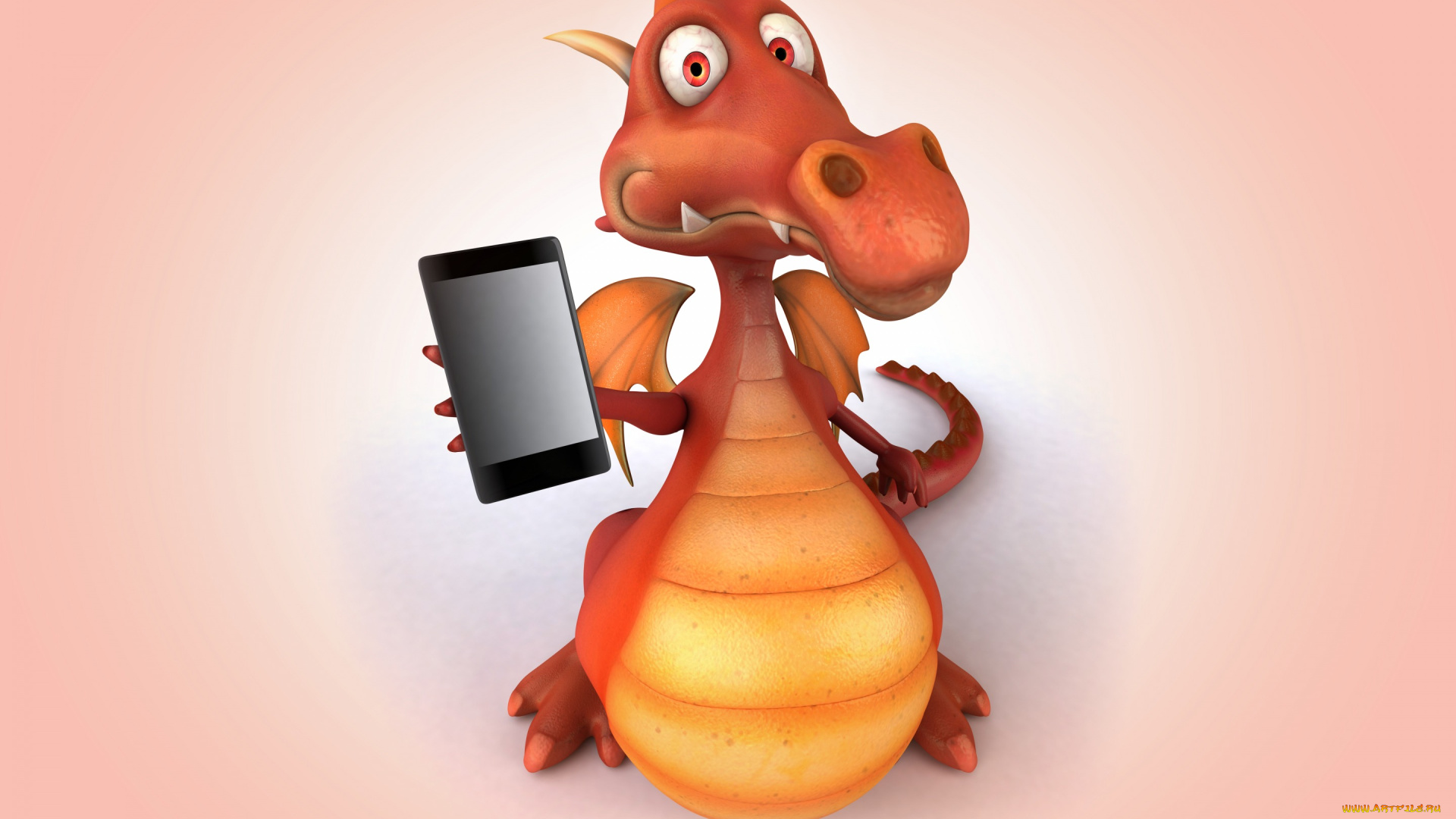 3д, графика, юмор, , humor, dragon, funny, 3d, дракон, phone