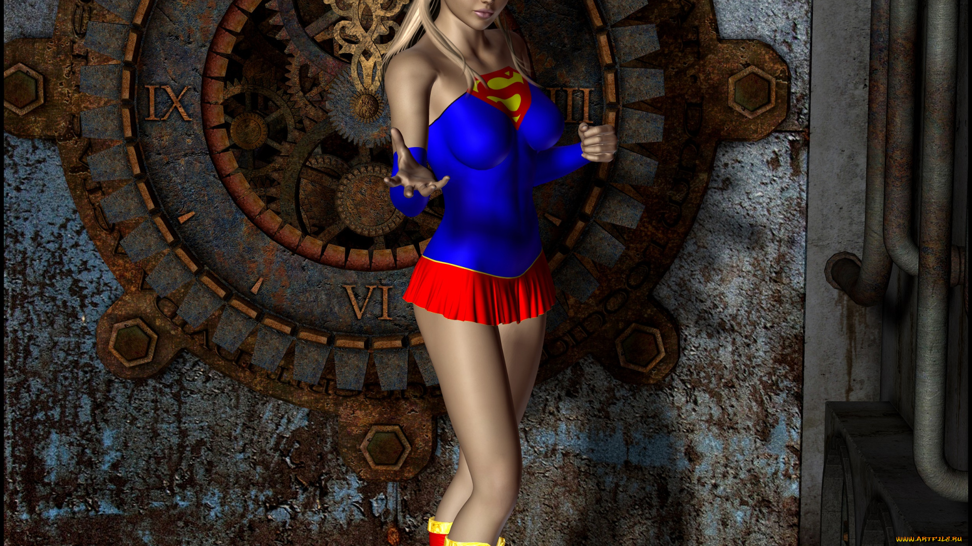 lordsnot, 3д, графика, фантазия, , fantasy, девушка, взгляд, фон, часы