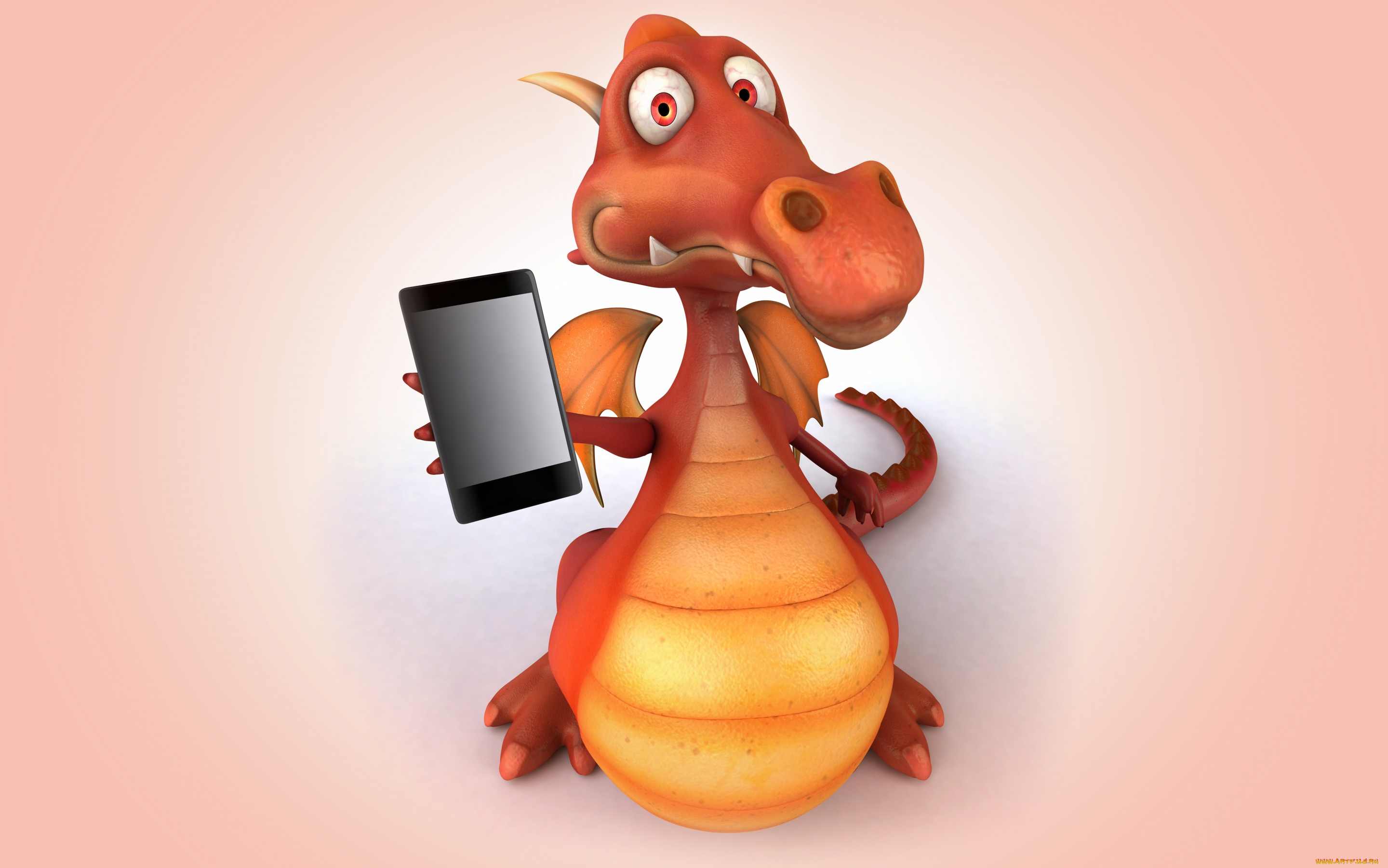 3д, графика, юмор, , humor, dragon, funny, 3d, дракон, phone