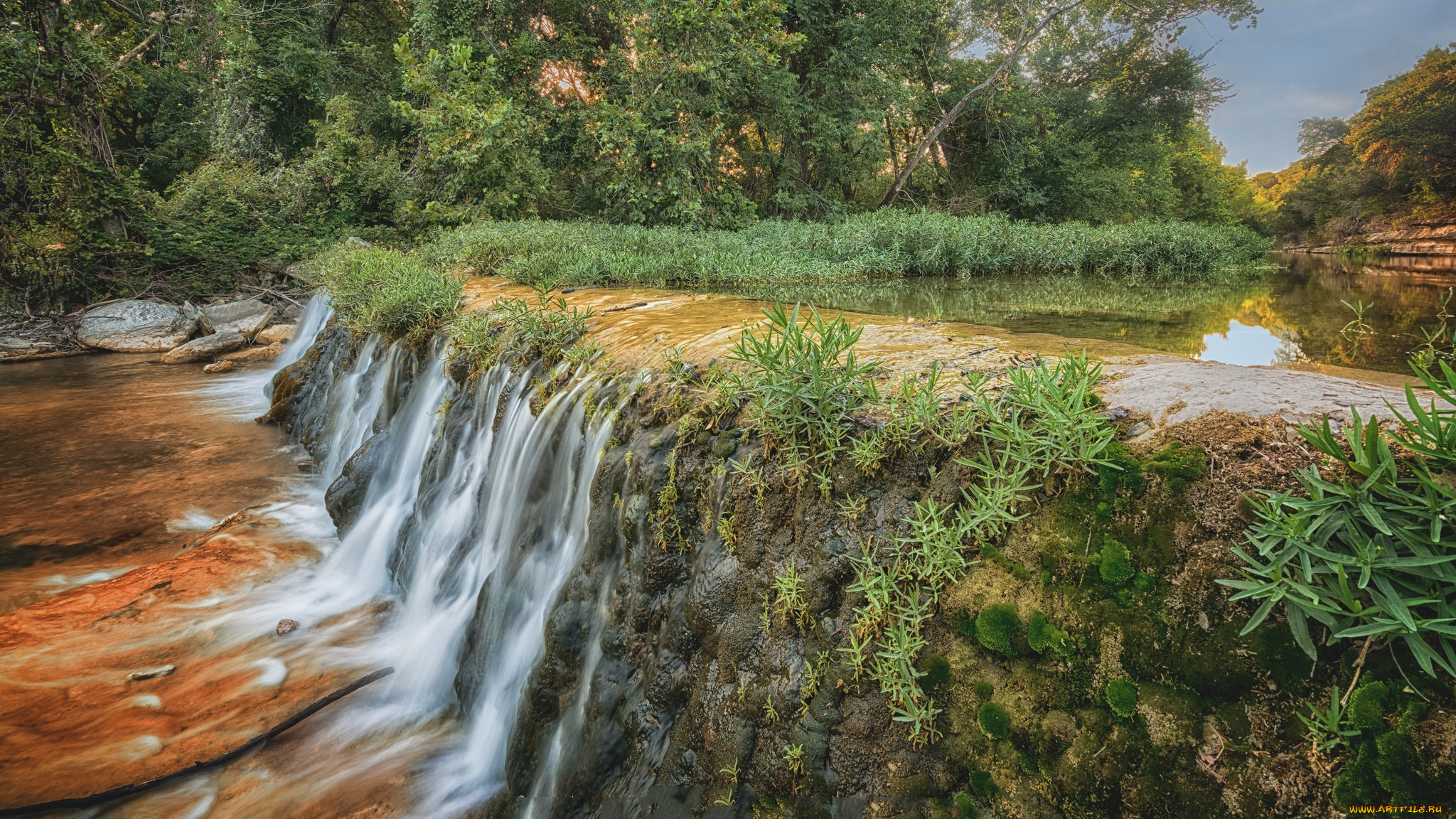 природа, водопады, водопад, река, лес