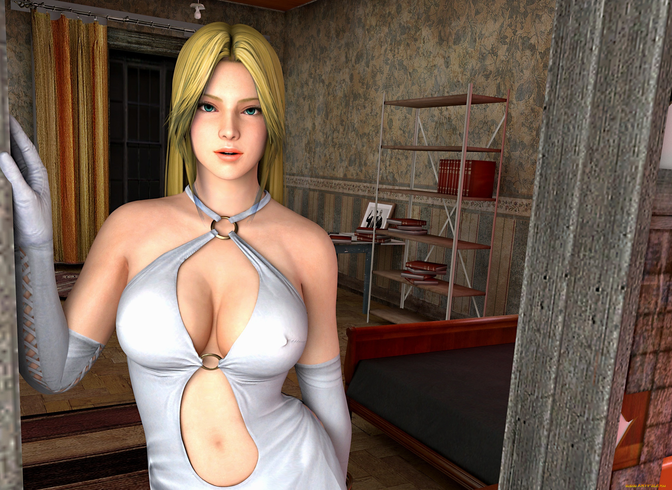 3д, графика, аниме, , anime, фон, девушка, взгляд