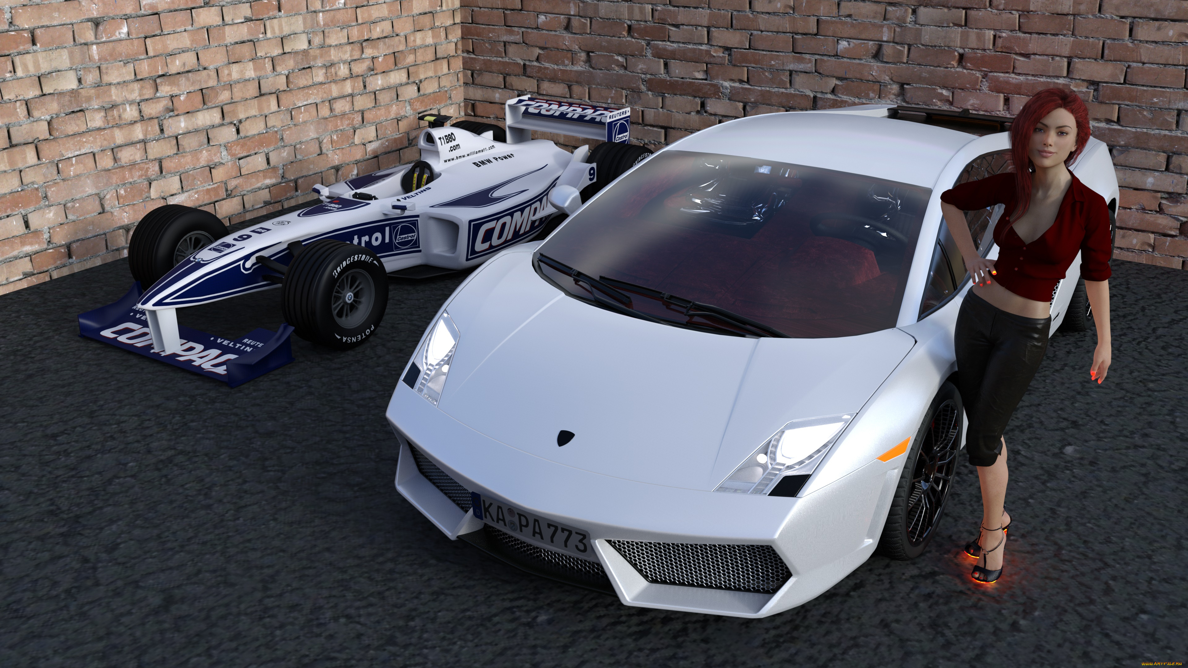 3д, графика, люди-авто, мото, , people-, car, , , moto, автомобиль, фон, взгляд, девушка