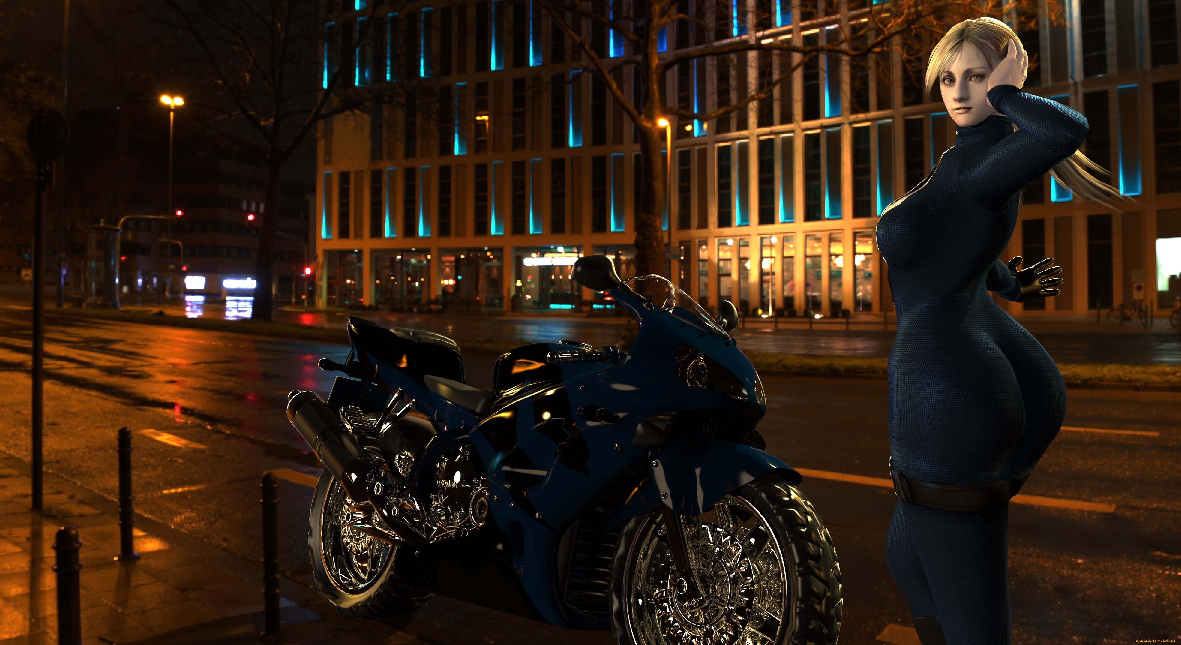 3д, графика, люди-авто, мото, , people-, car, , , moto, взгляд, девушка, фон, мотоцикл