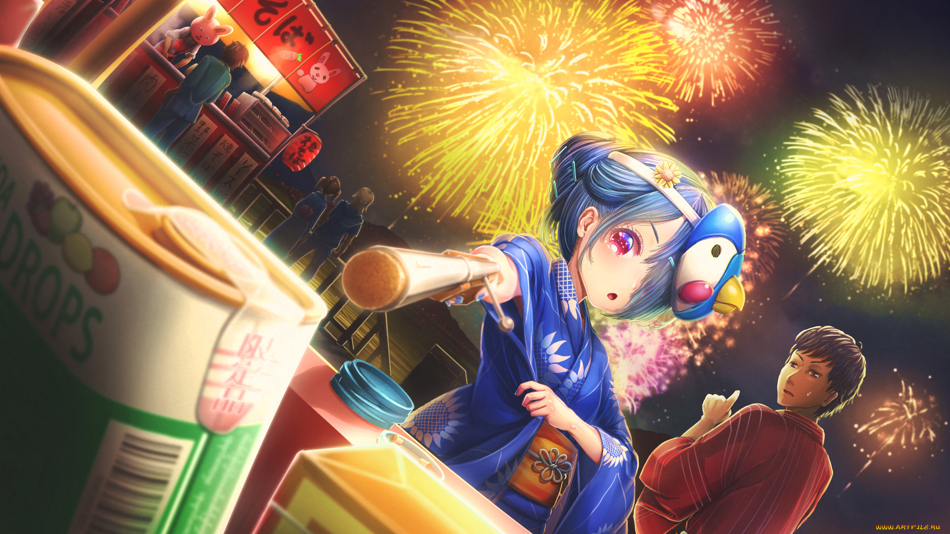 аниме, город, , улицы, , здания, девушка