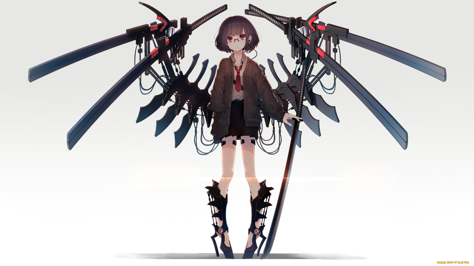 аниме, оружие, , техника, , технологии, девушка