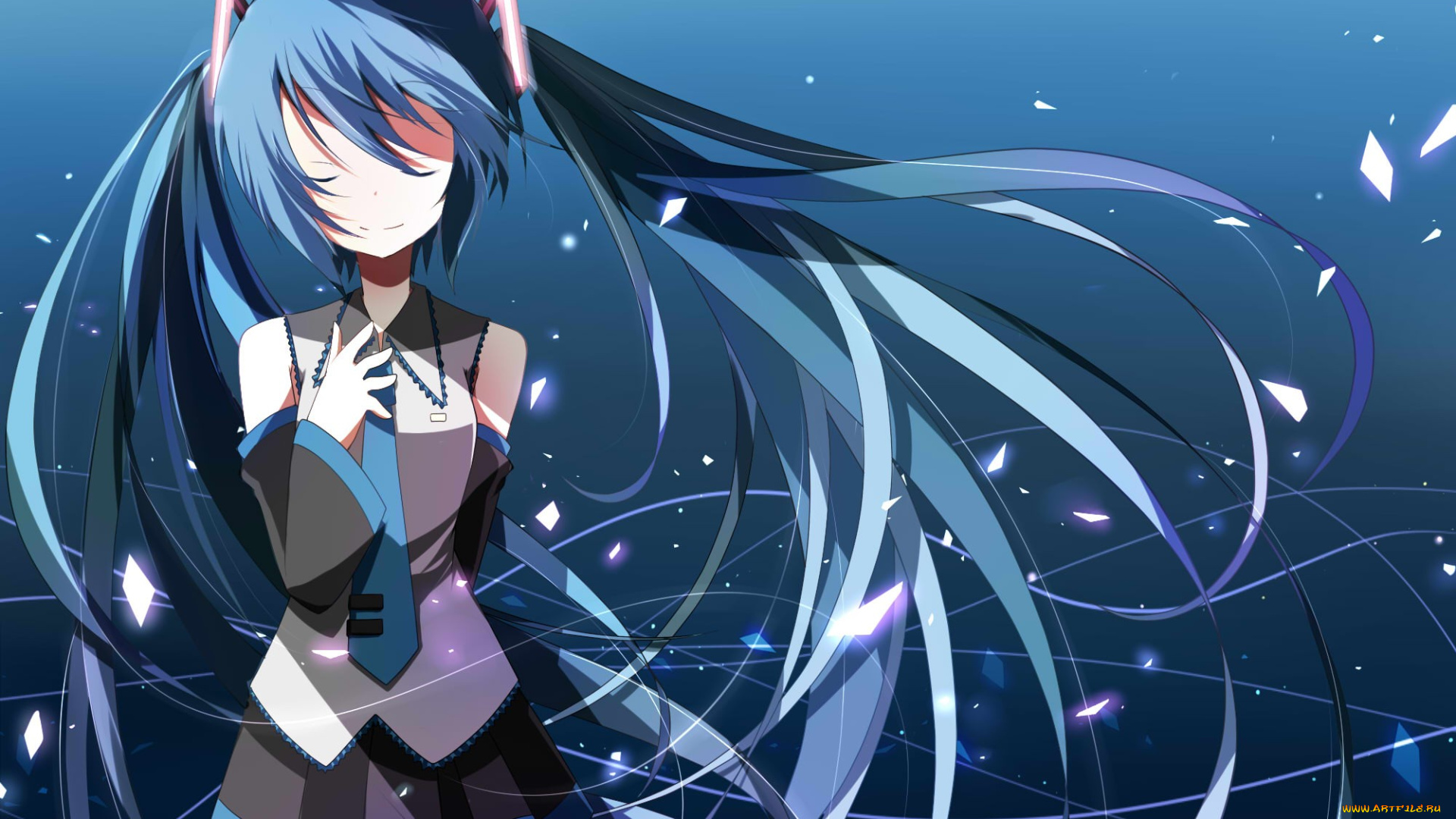 аниме, vocaloid, фон, девушка, взгляд