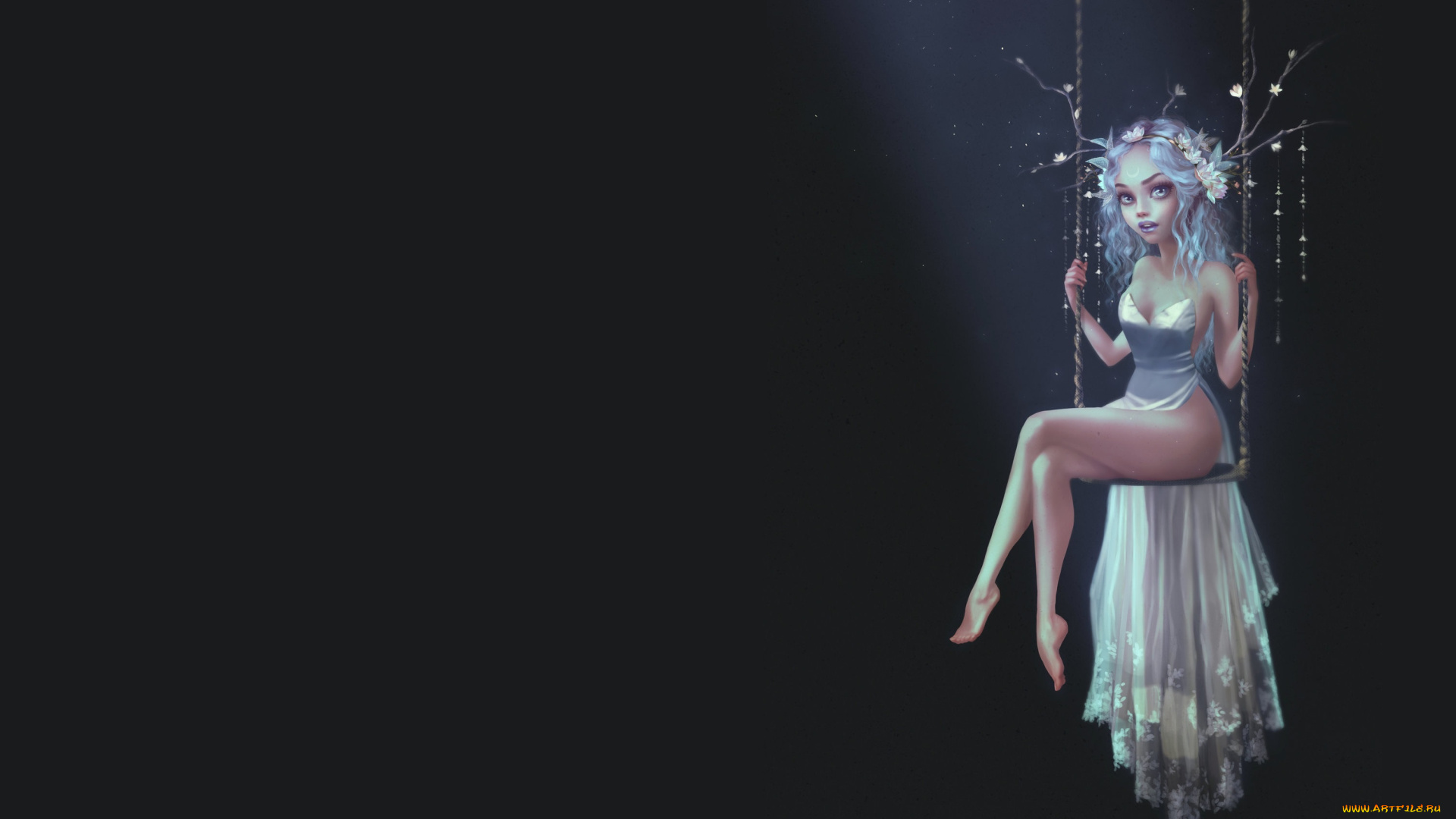 фэнтези, феи, арт, фея, качели, девушка