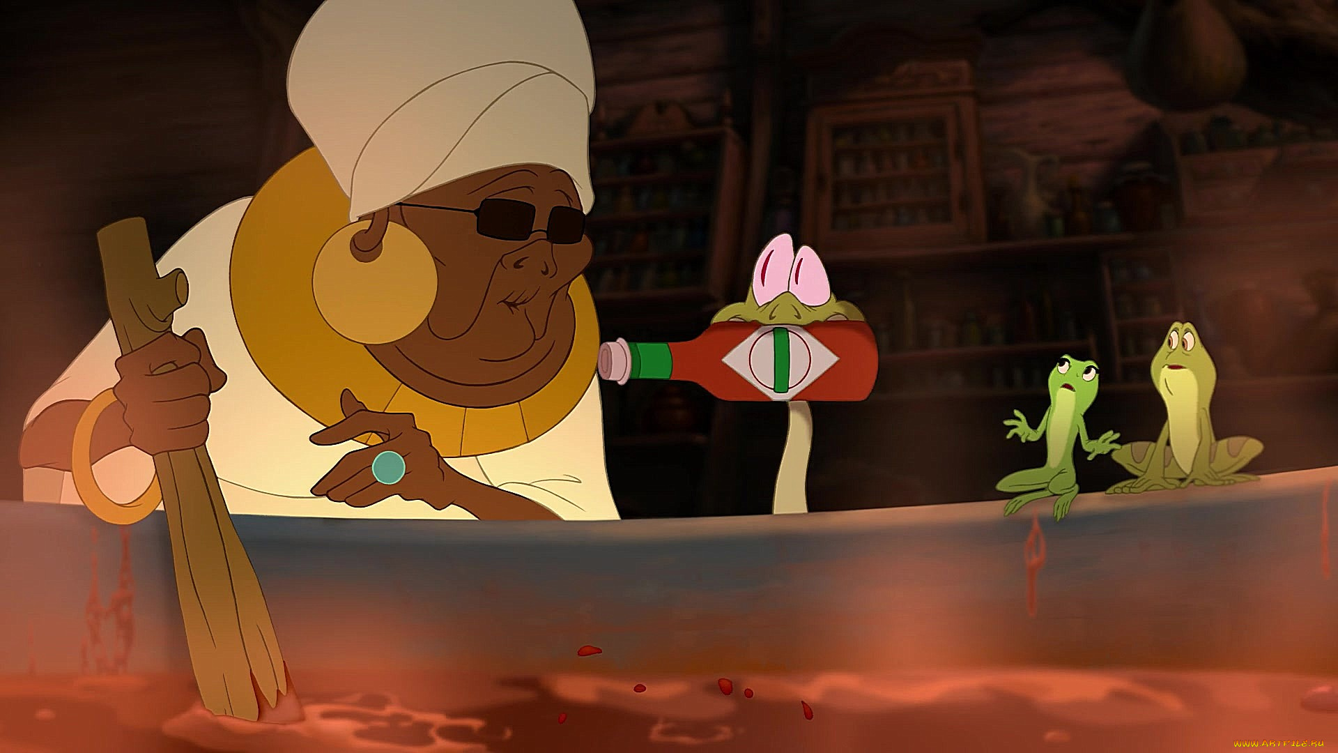 мультфильмы, the, princess, and, the, frog, лягушка, очки, кетчуп, змея, негритянка